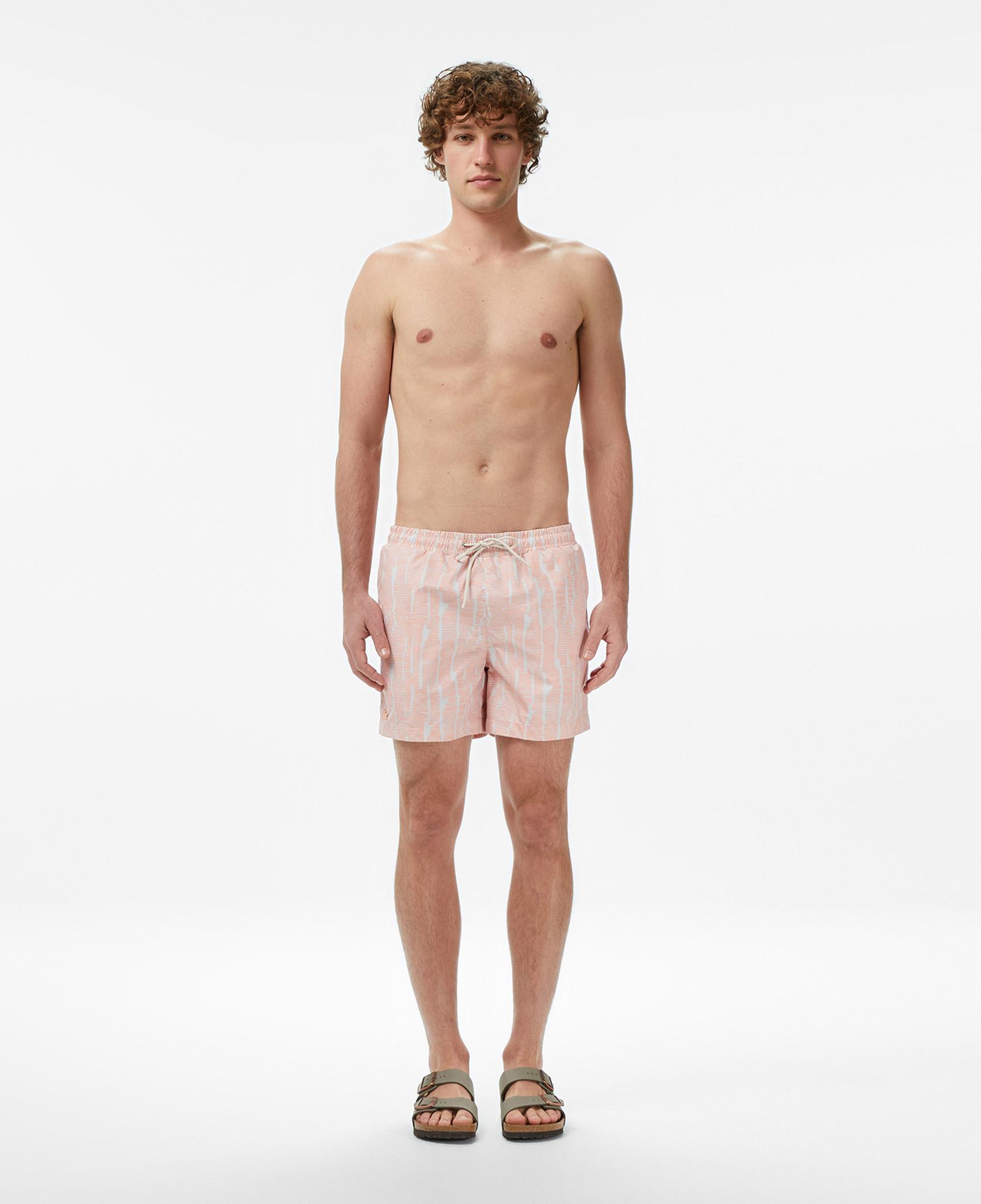 Lacoste Erkek Regular Fit Desenli Pembe Deniz Şortu