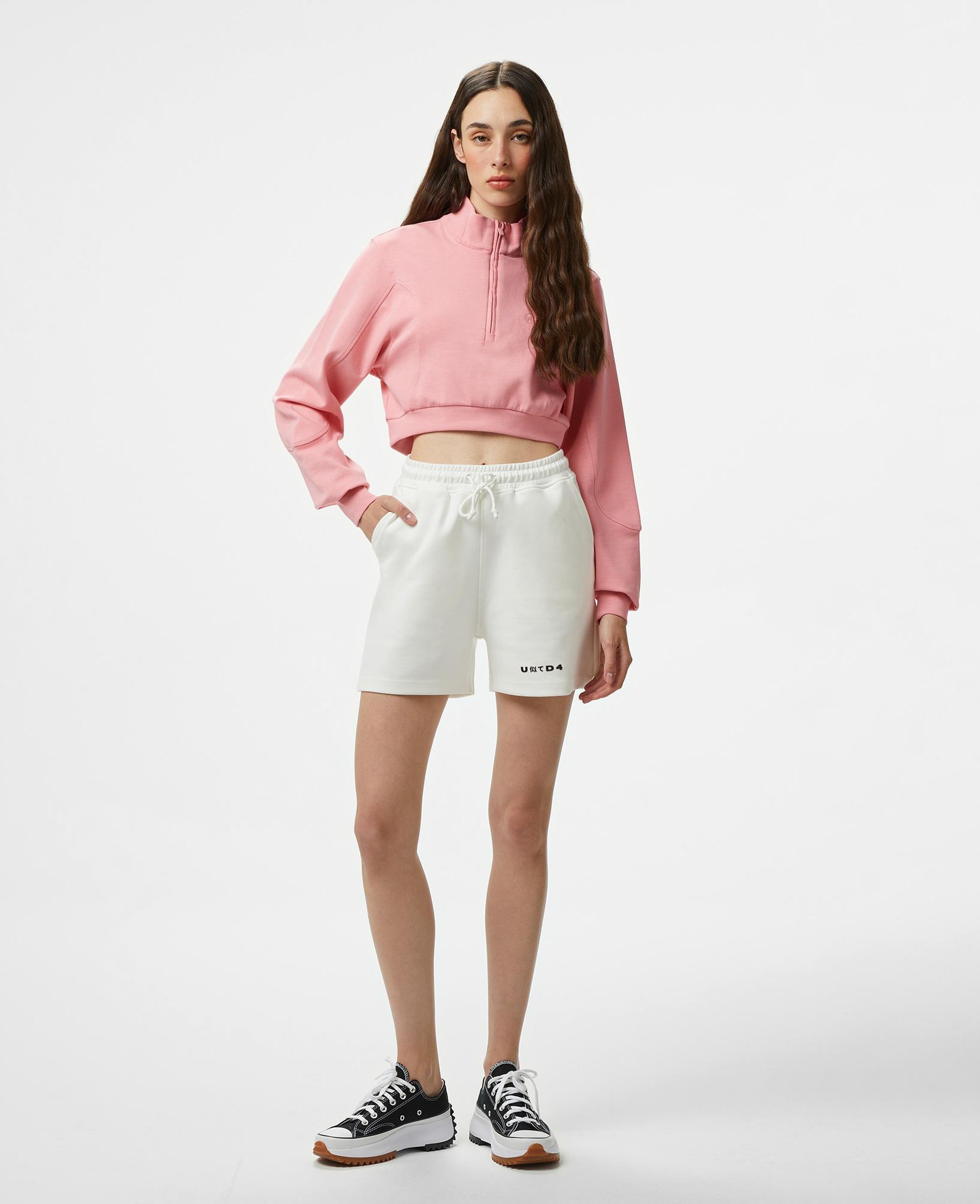 UNITED4 Örme Crop Kadın Pembe Sweatshirt