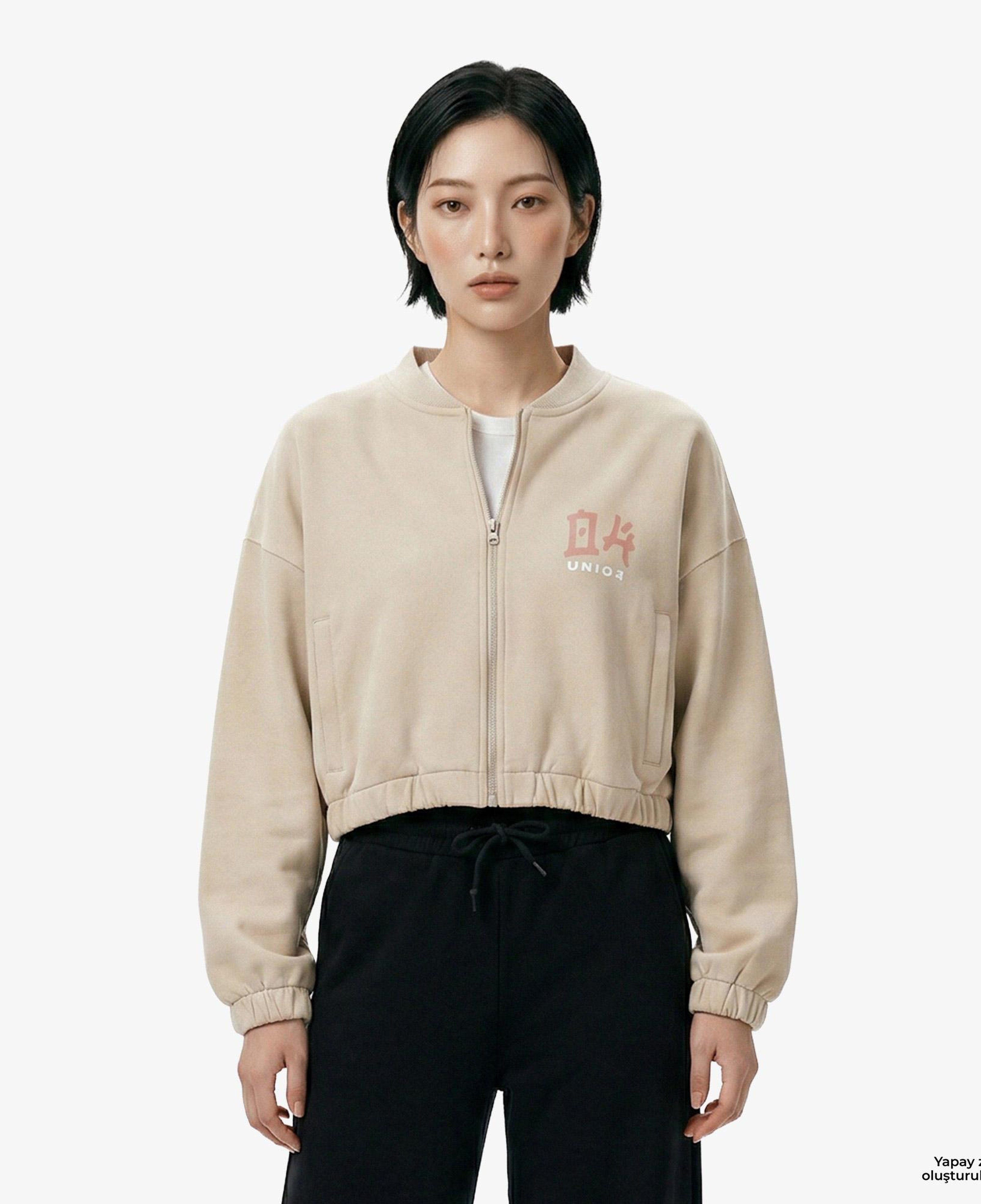 UNITED4 Regular Fit Kadın Krem Sweatshirt