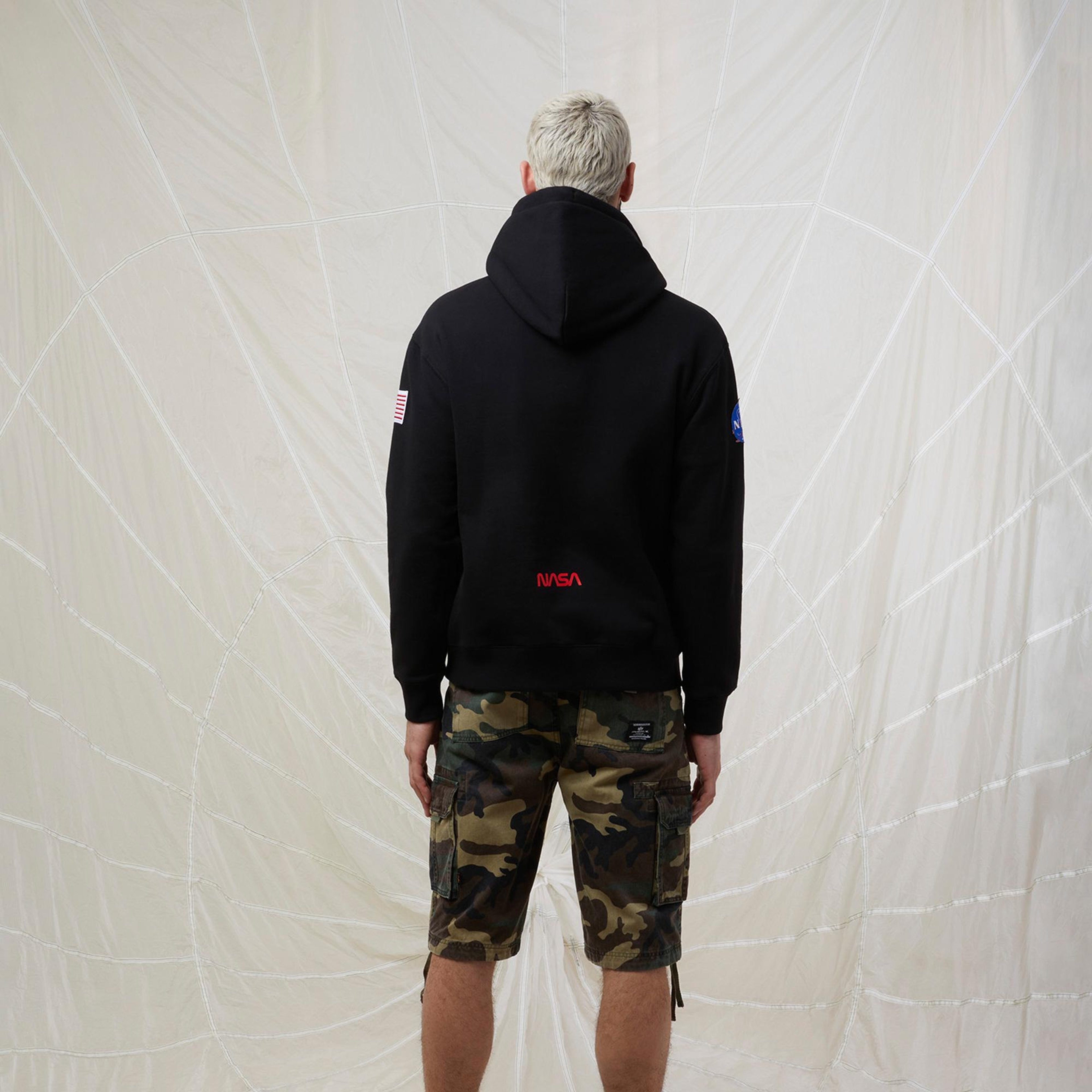 Alpha Industries Nasa Erkek Siyah Hoodie