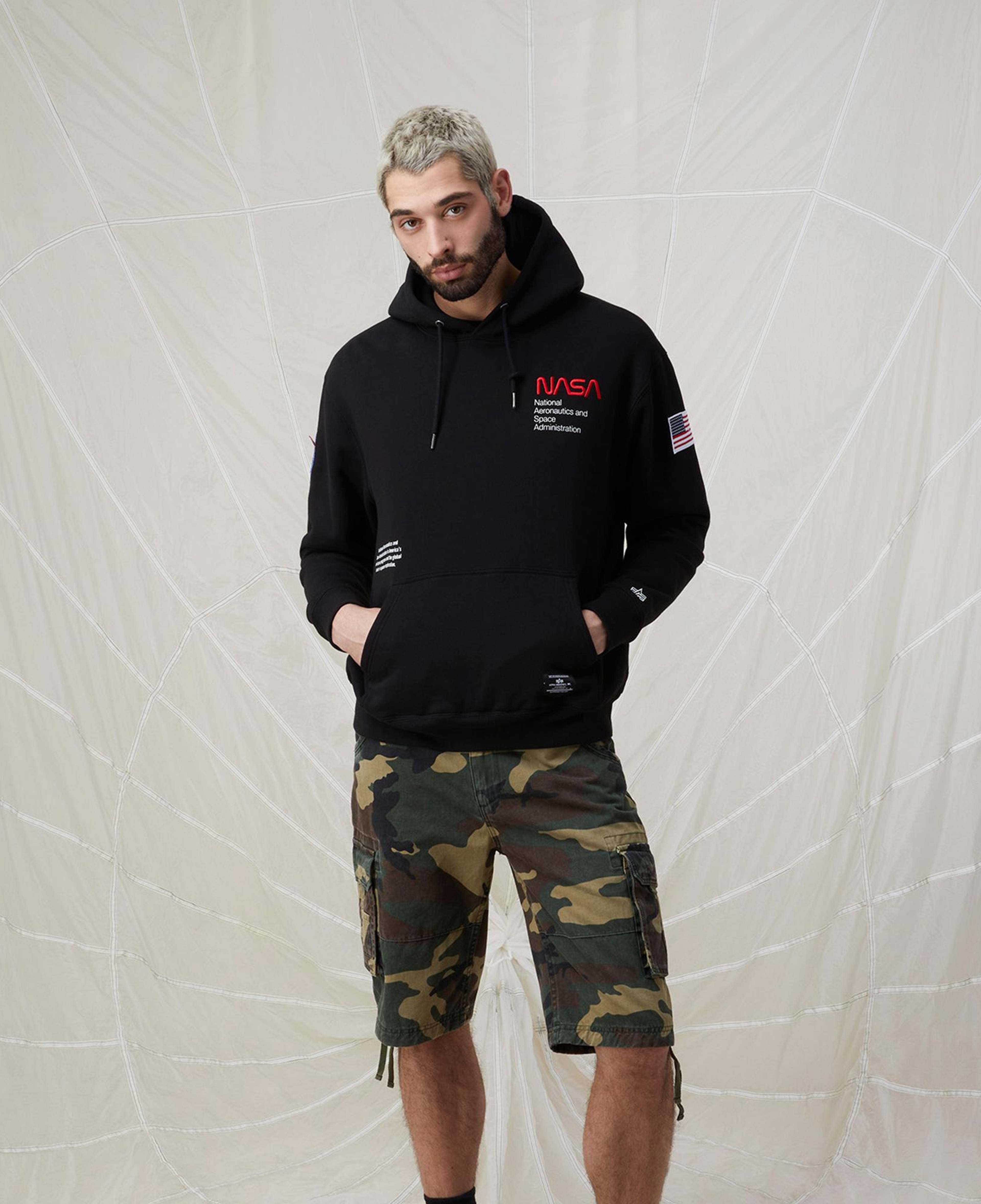 Alpha Industries Nasa Erkek Siyah Hoodie
