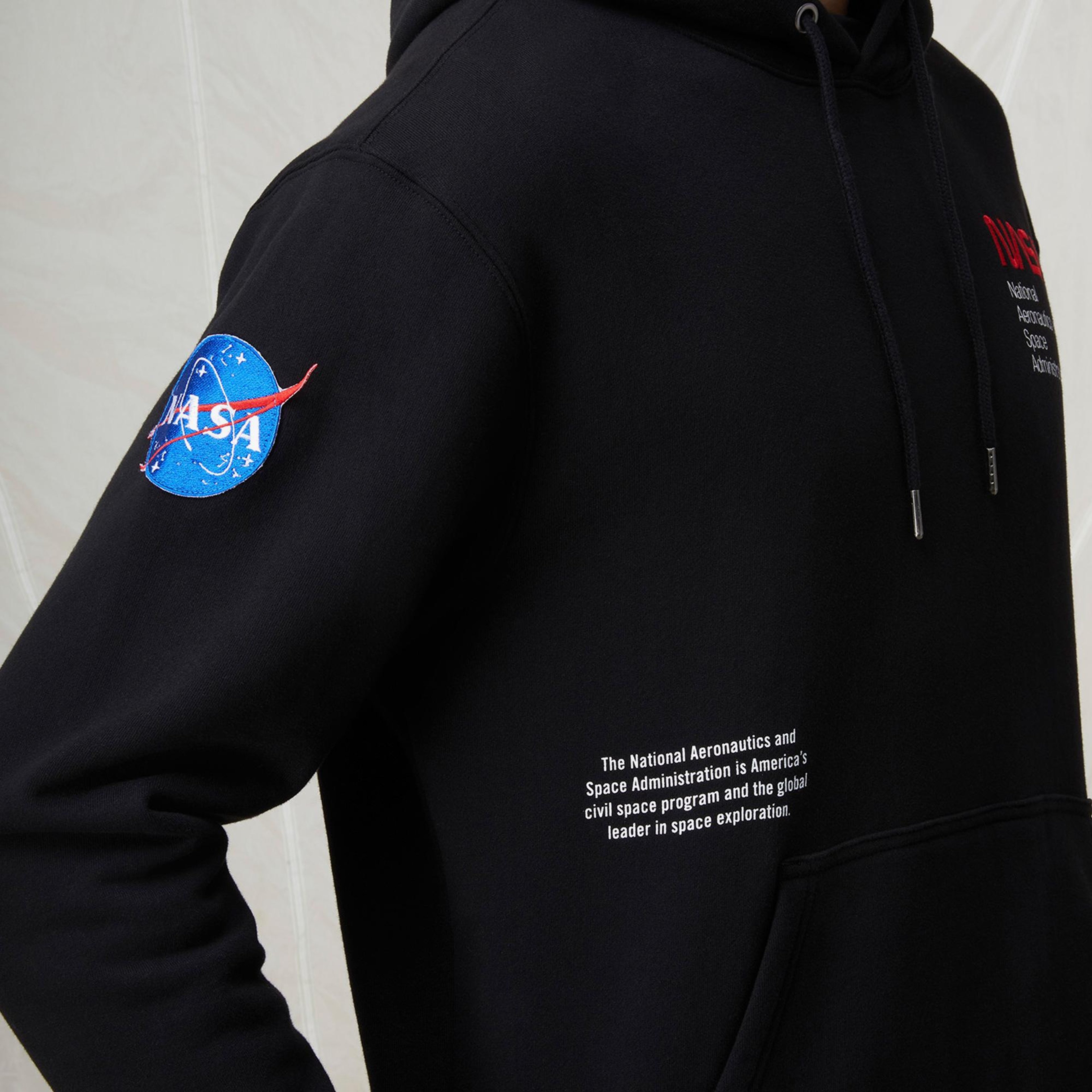 Alpha Industries Nasa Erkek Siyah Hoodie
