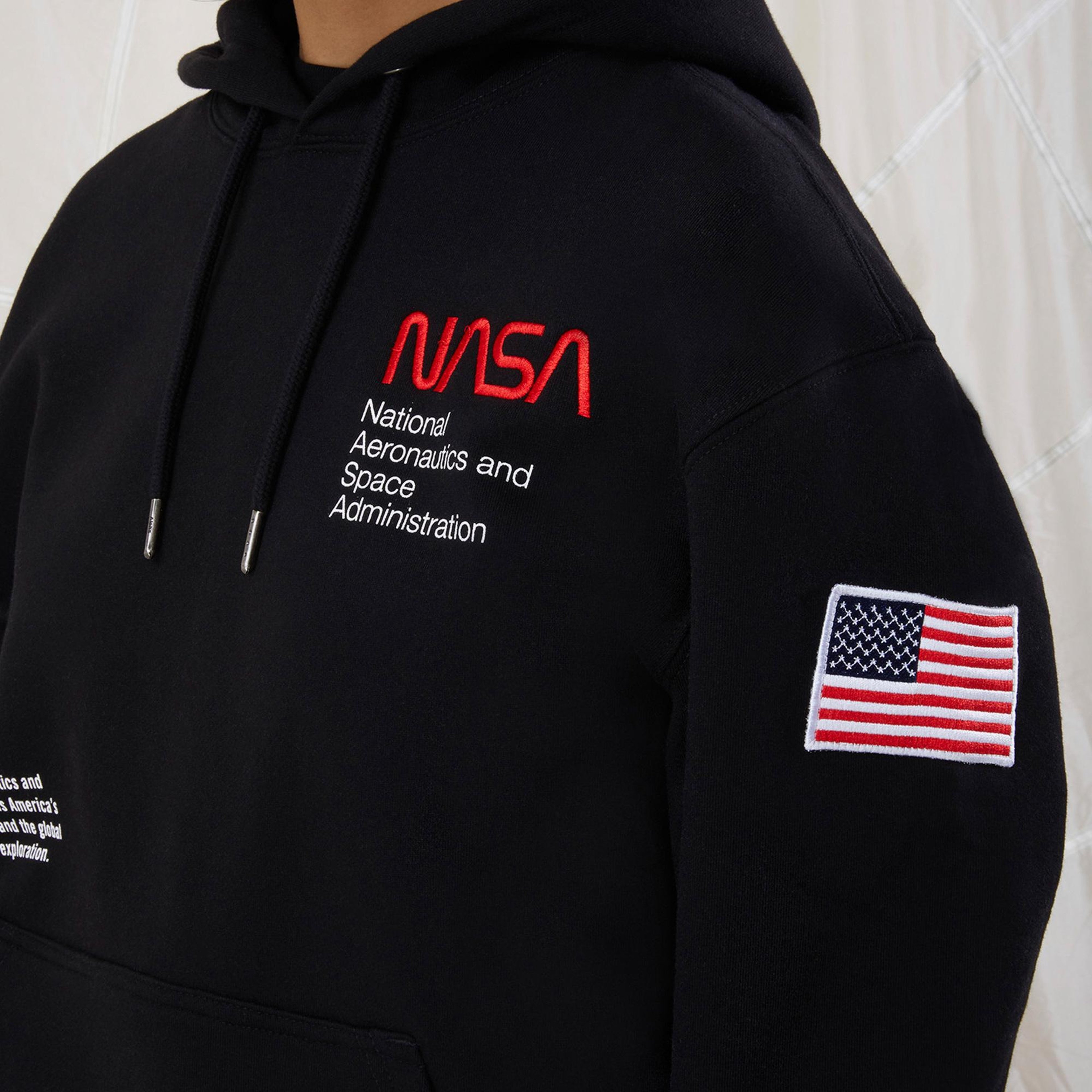 Alpha Industries Nasa Erkek Siyah Hoodie