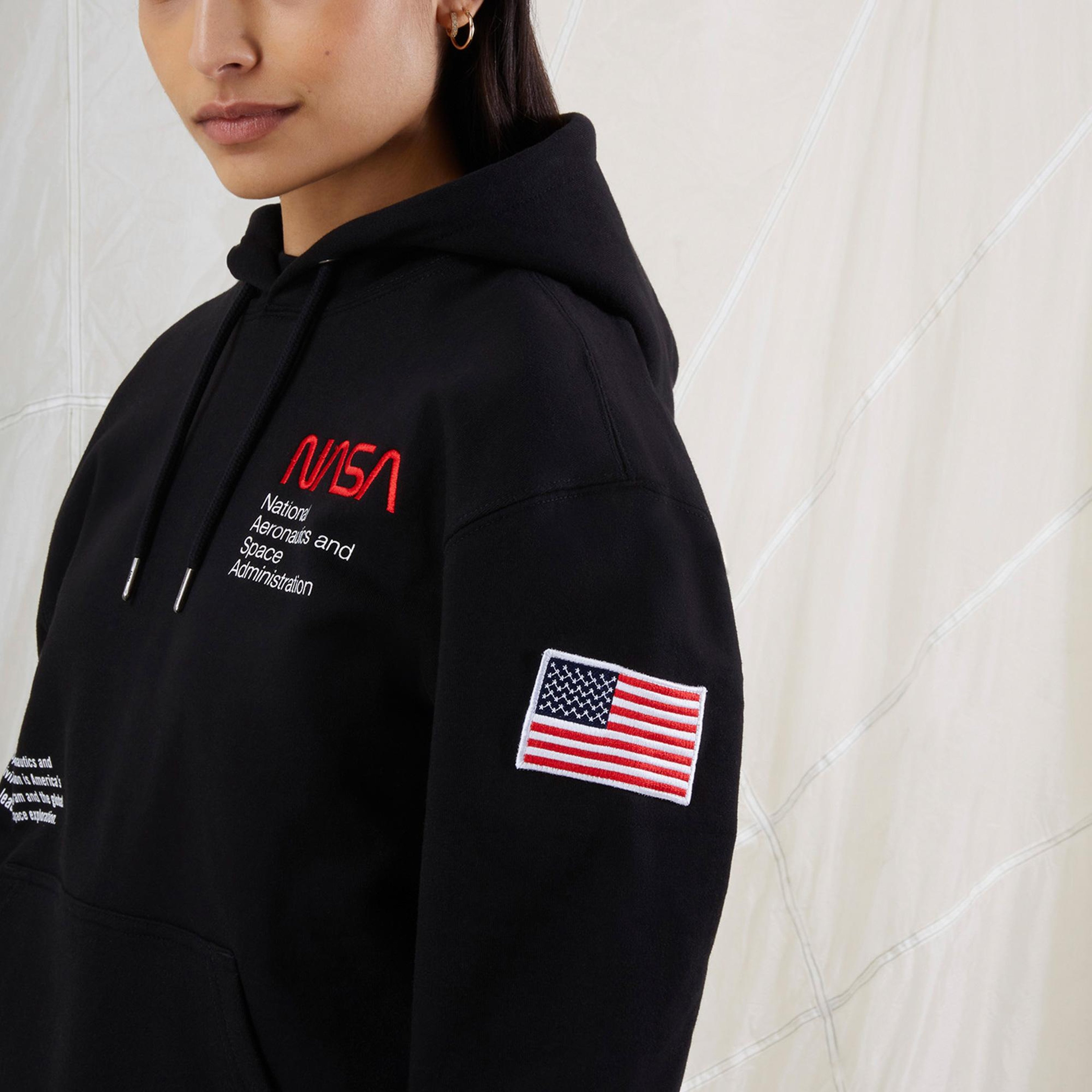 Alpha Industries Nasa Erkek Siyah Hoodie