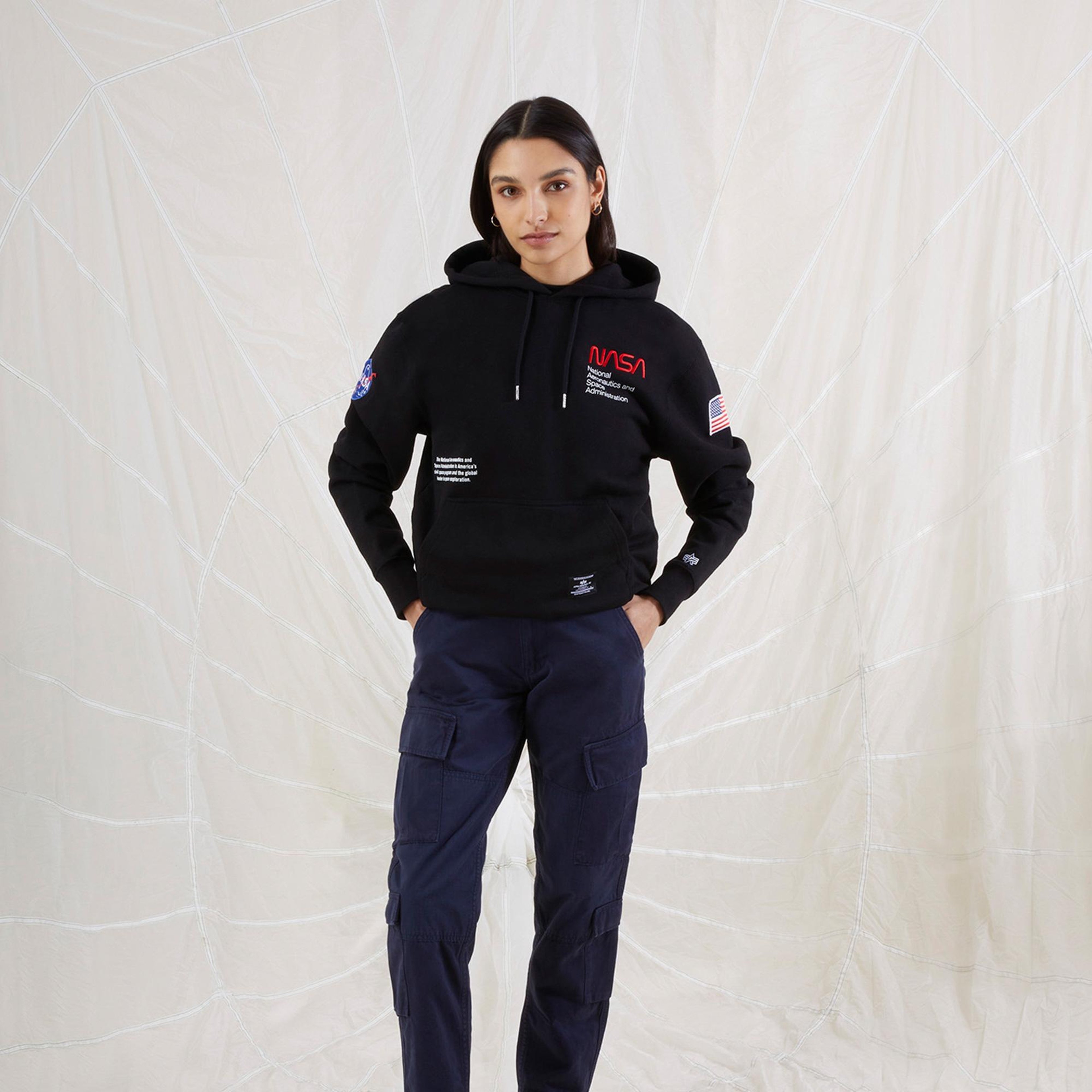 Alpha Industries Nasa Erkek Siyah Hoodie
