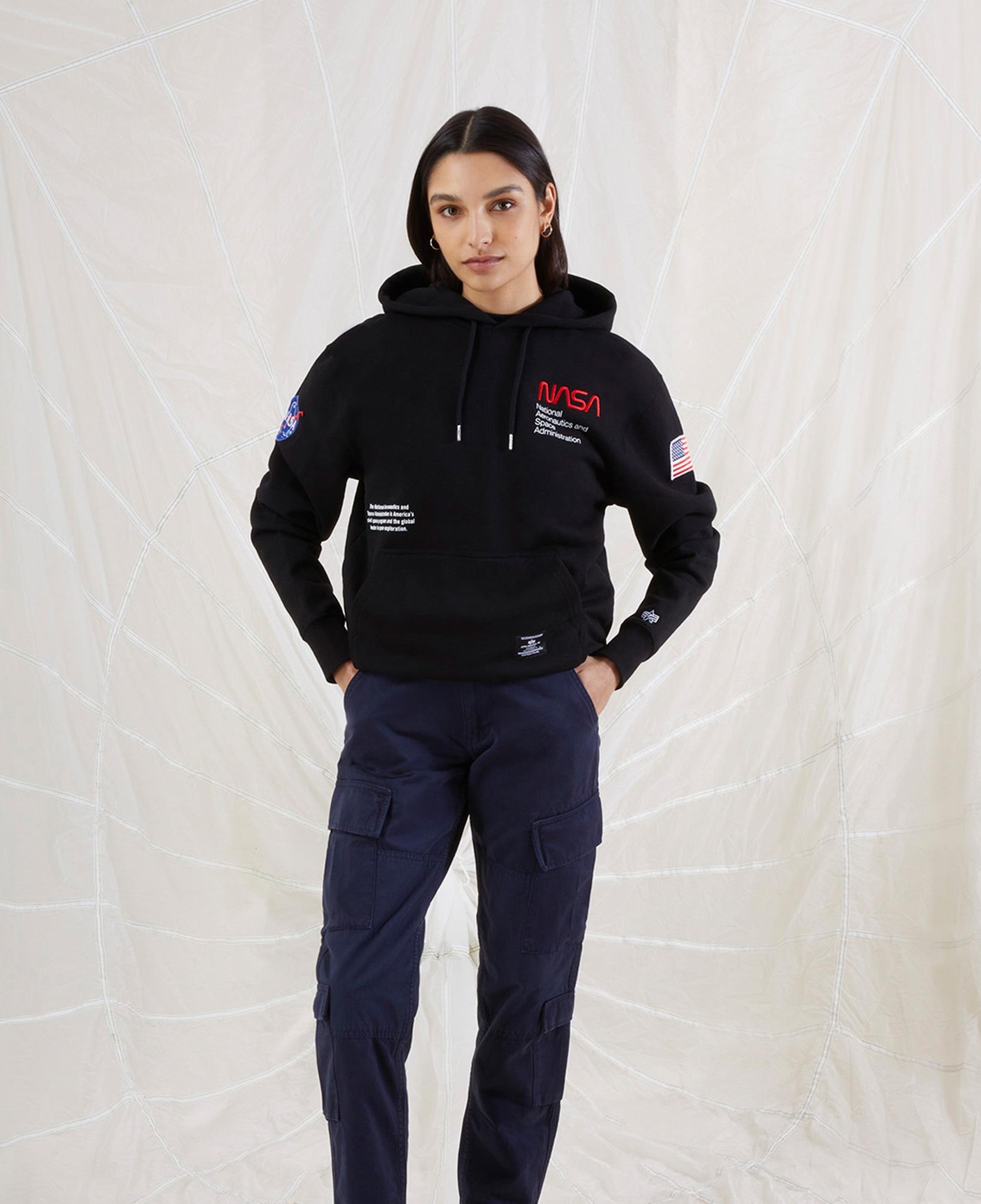 Alpha Industries Nasa Erkek Siyah Hoodie