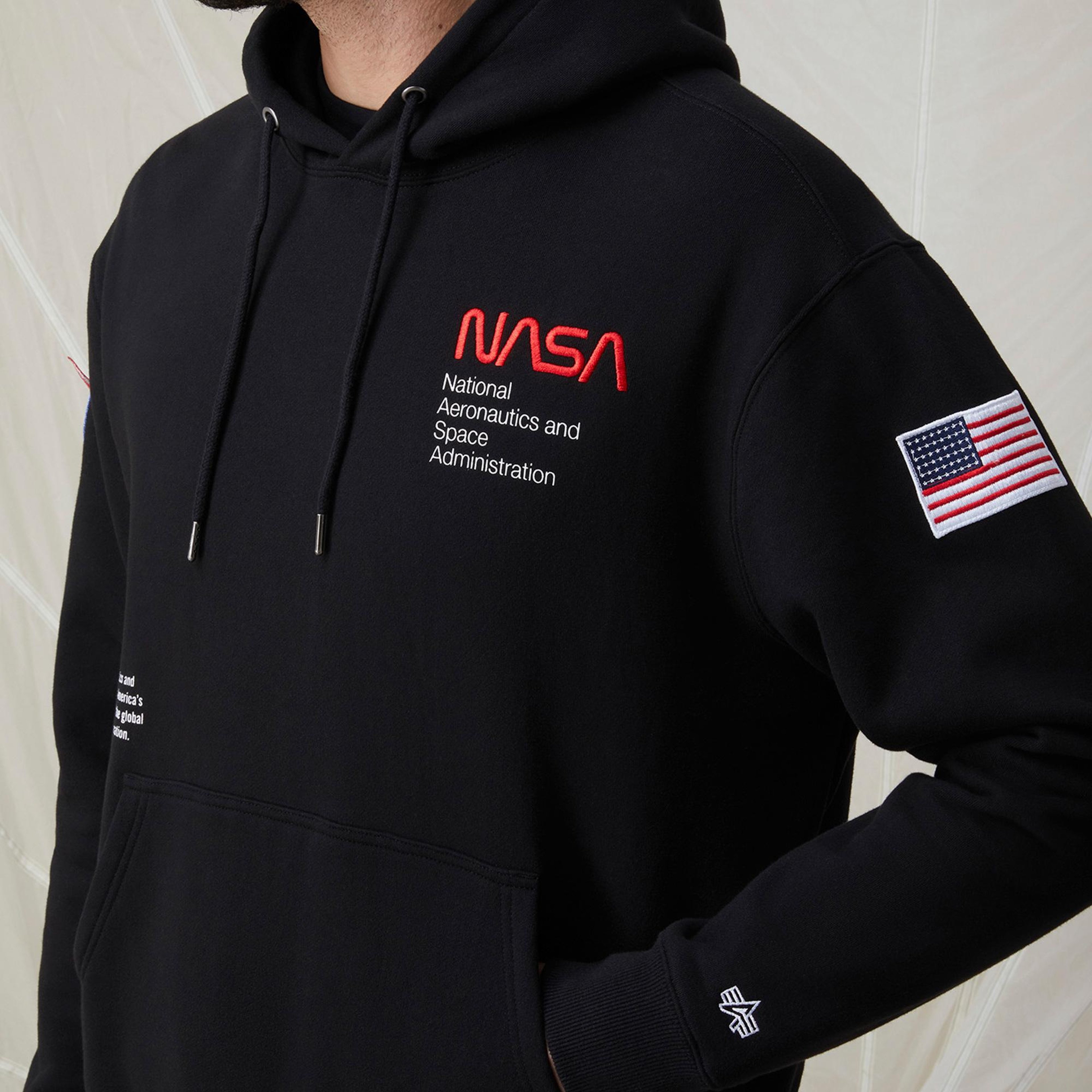 Alpha Industries Nasa Erkek Siyah Hoodie