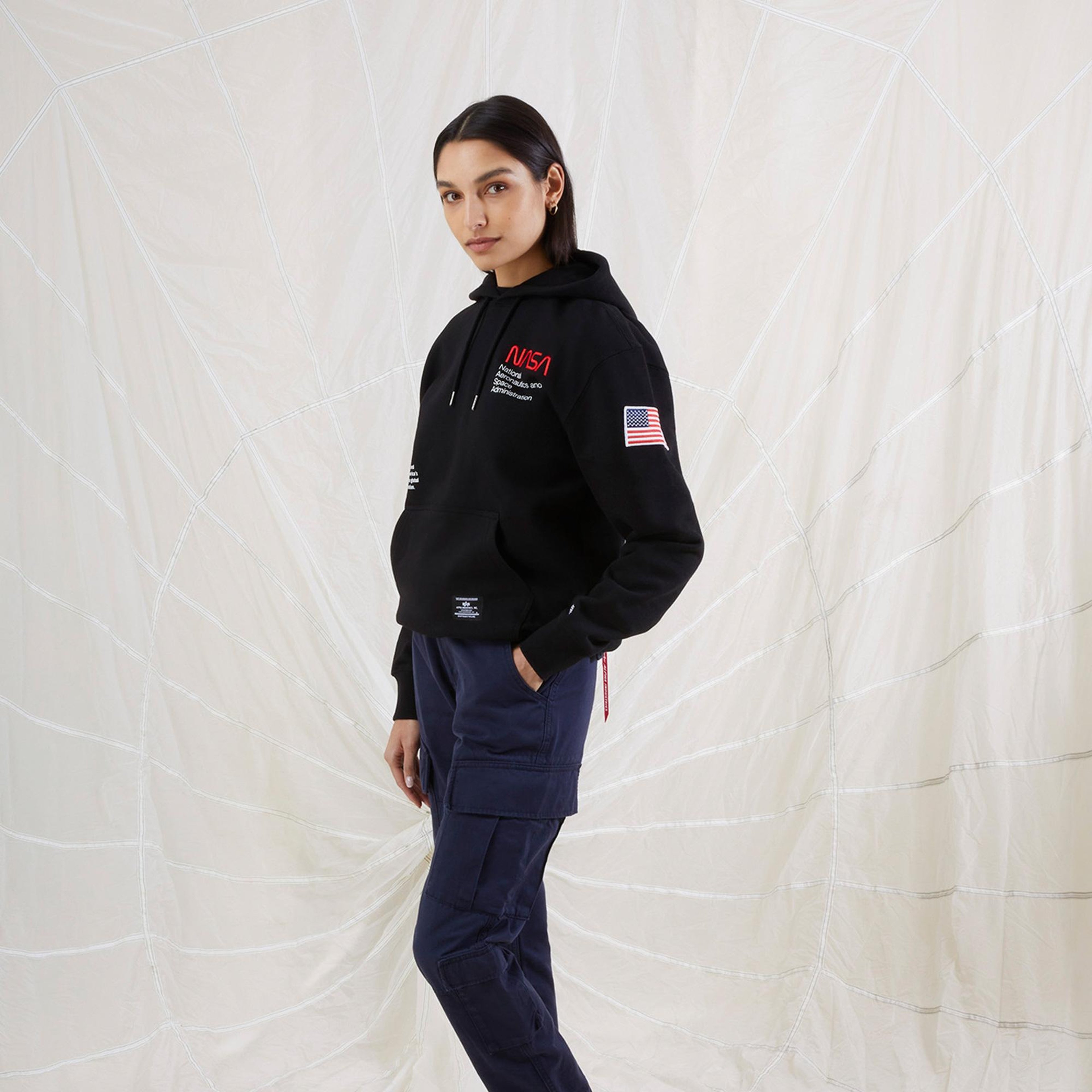 Alpha Industries Nasa Erkek Siyah Hoodie