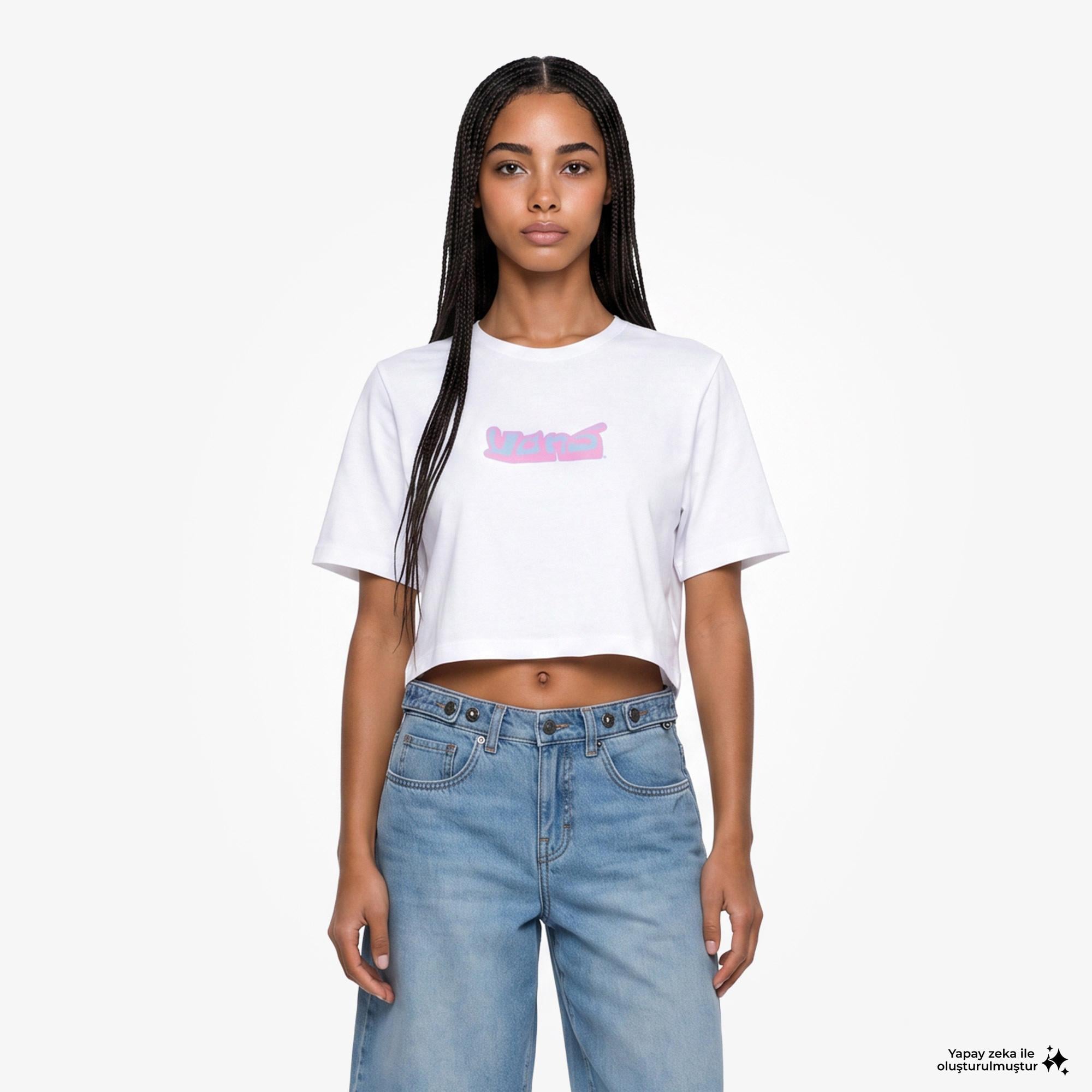 Vans Y2K Boho Relax Crop Kadın Beyaz T-Shirt