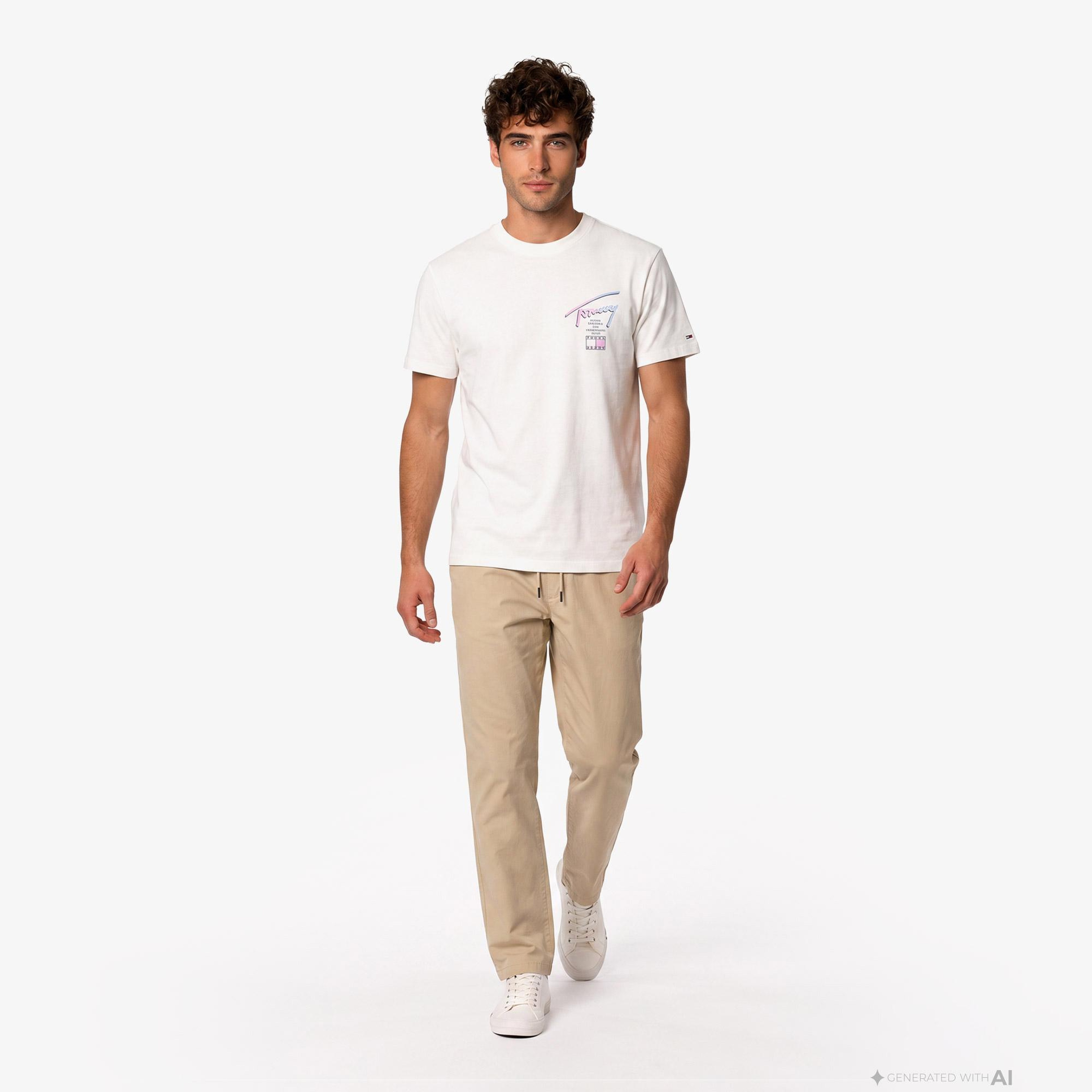 Tommy Hilfiger City Sign Erkek Beyaz T-Shirt