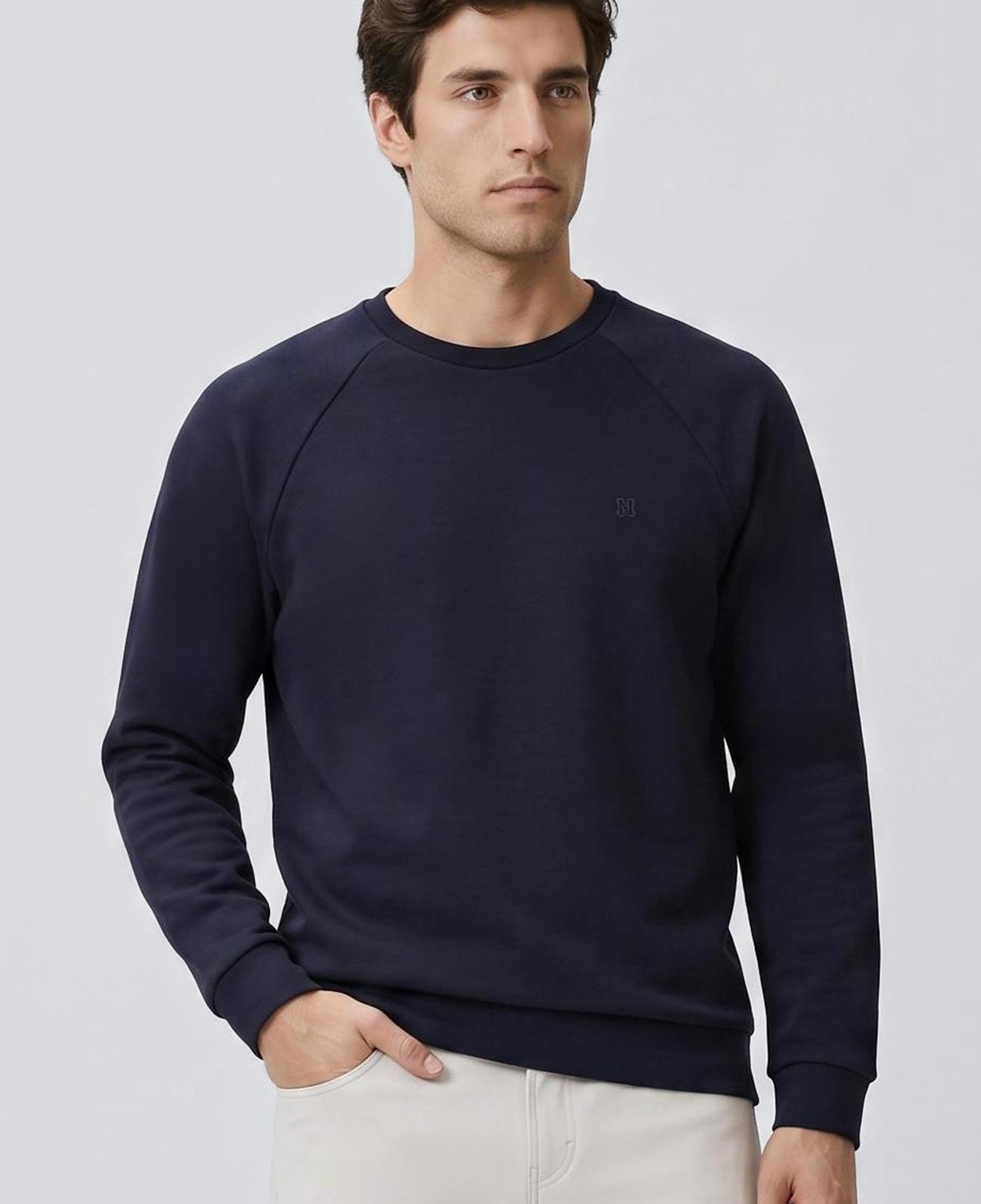 Network Erkek Lacivert Bisiklet Yaka Basic Sweatshirt