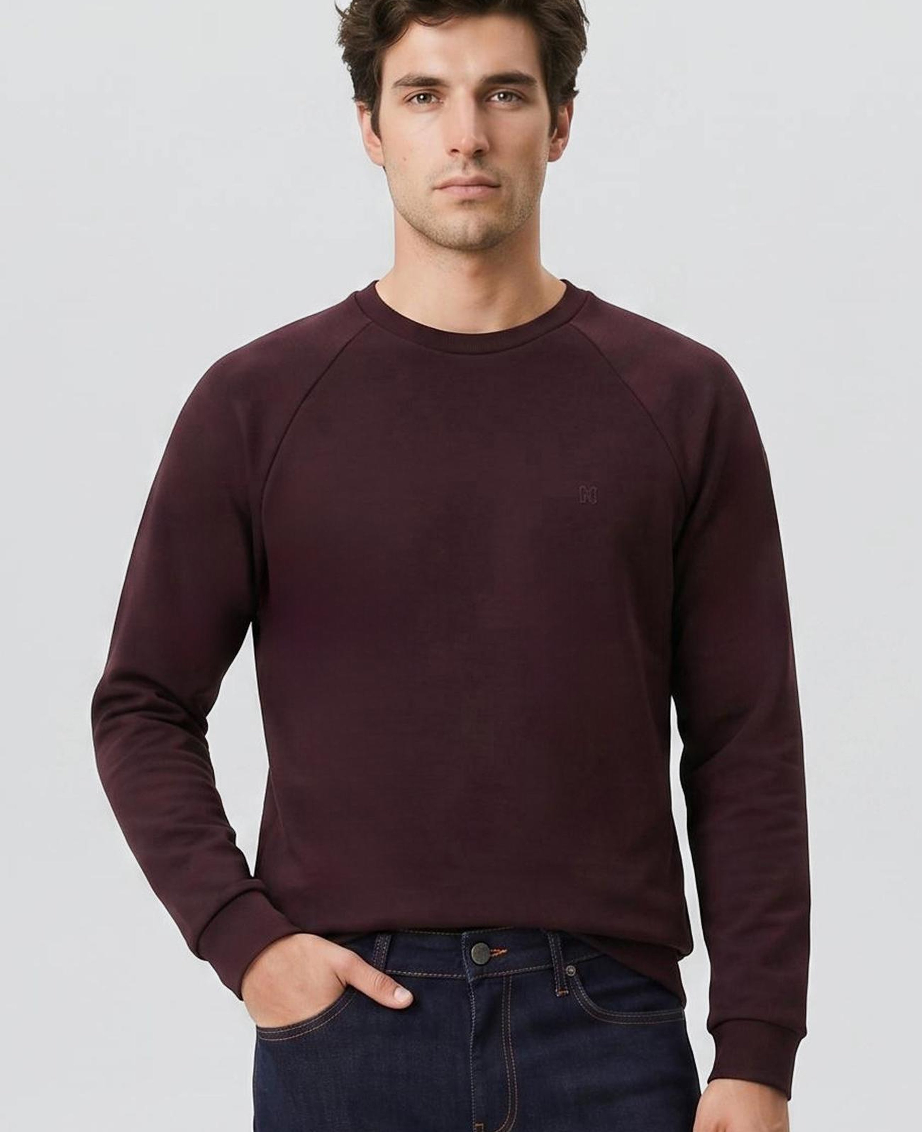 Network Erkek Bordo Bisiklet Yaka Basic Sweatshirt
