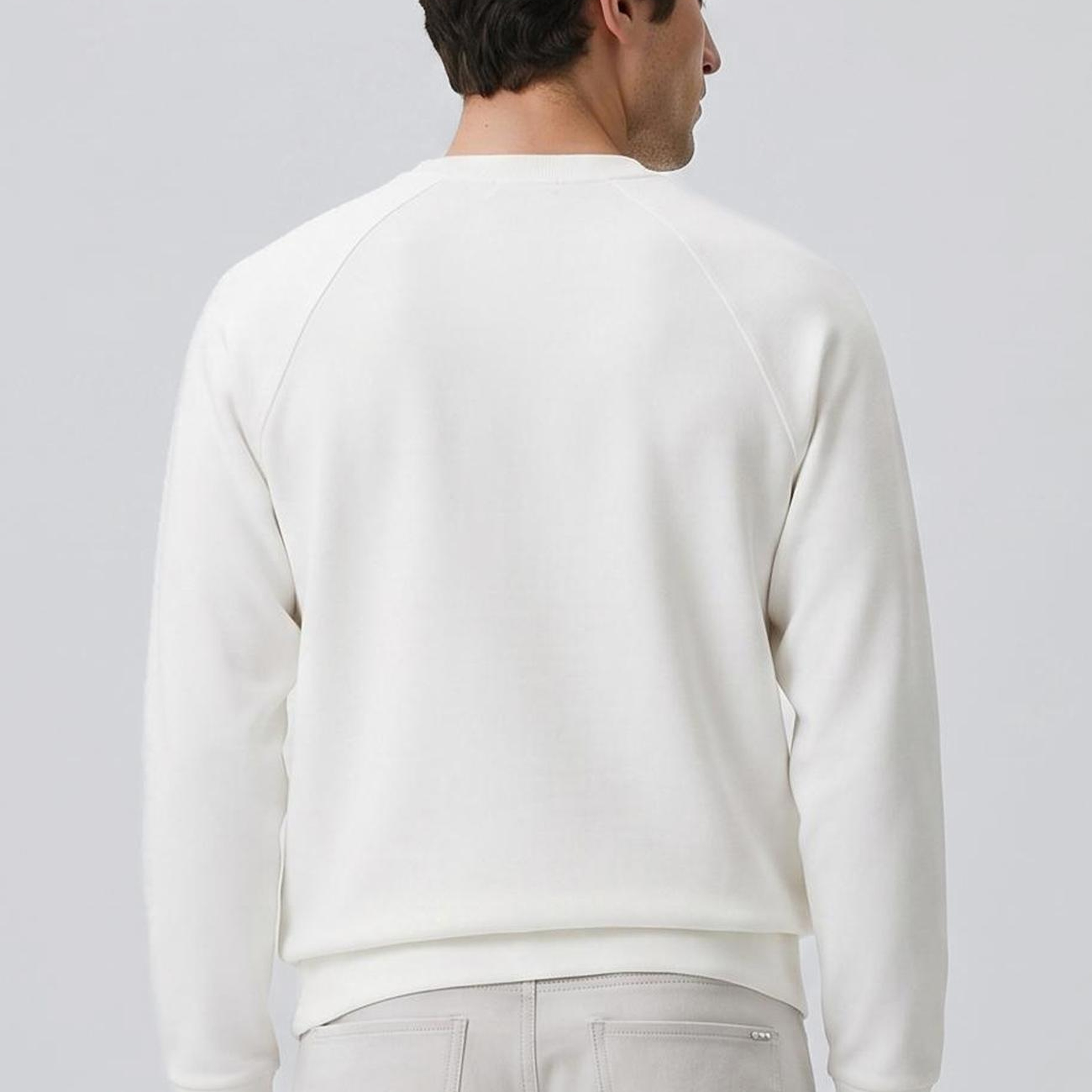 Network Erkek Kırık Beyaz Bisiklet Yaka Basic Sweatshirt