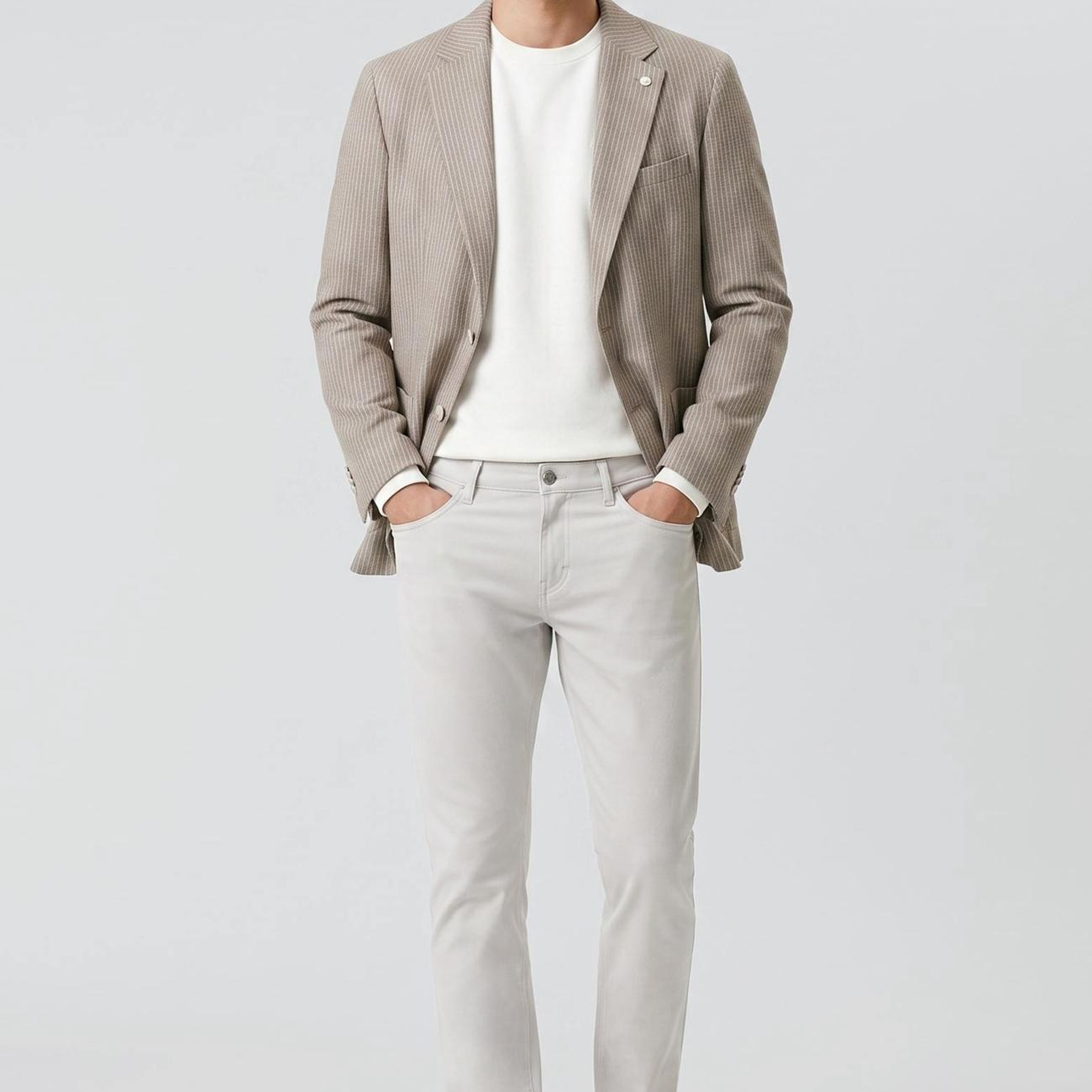 Network Erkek Kırık Beyaz Bisiklet Yaka Basic Sweatshirt