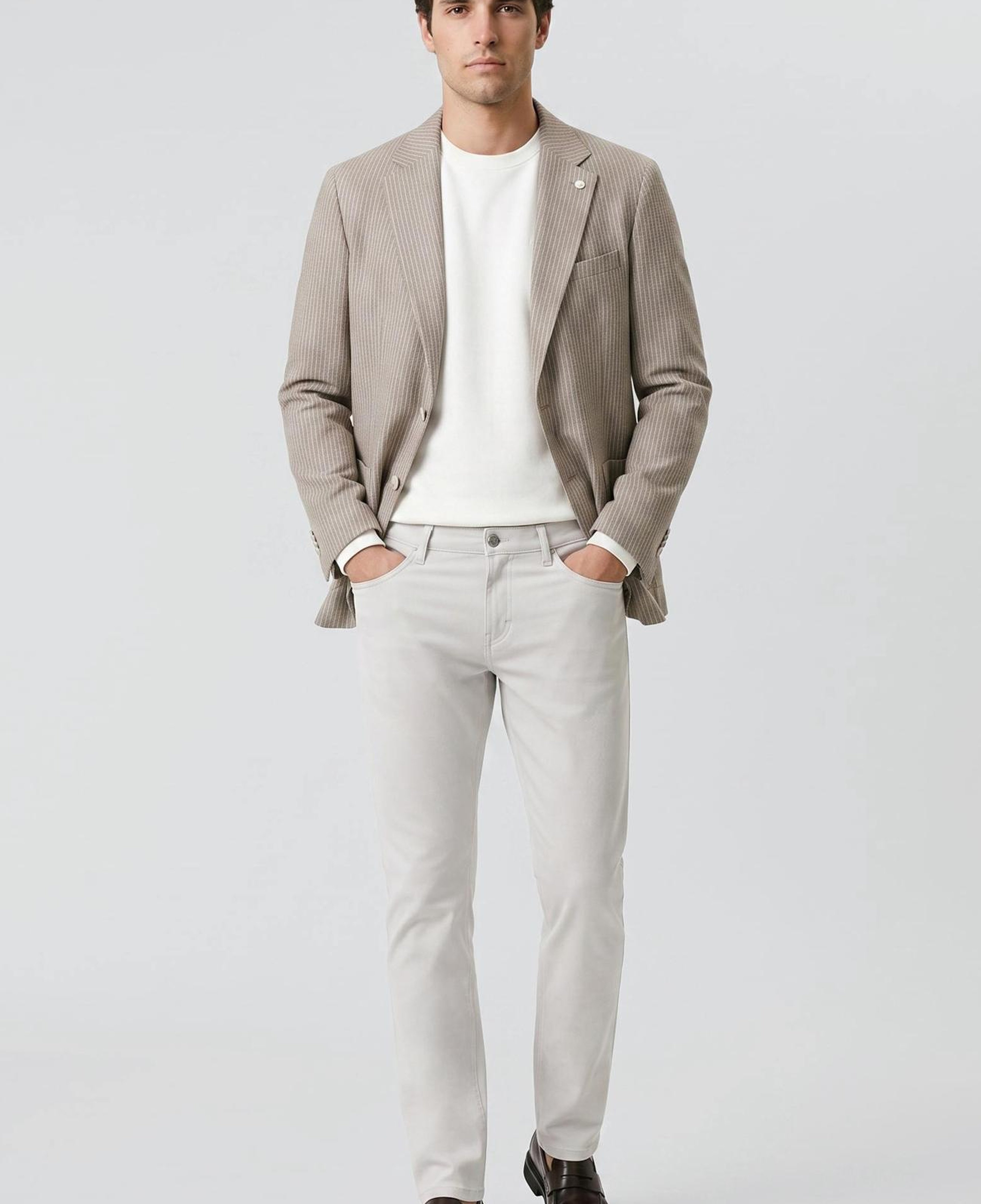 Network Erkek Kırık Beyaz Bisiklet Yaka Basic Sweatshirt