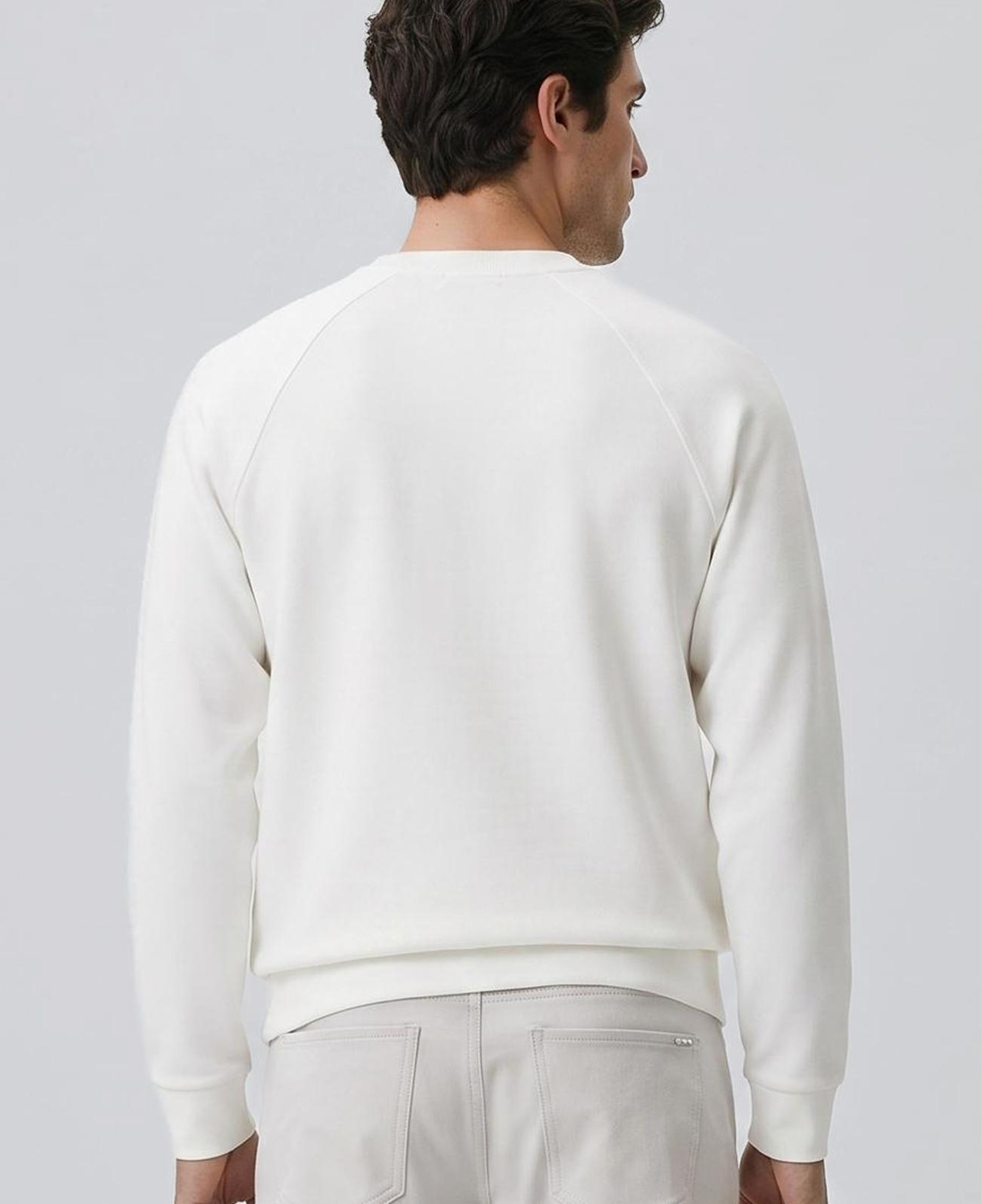 Network Erkek Kırık Beyaz Bisiklet Yaka Basic Sweatshirt