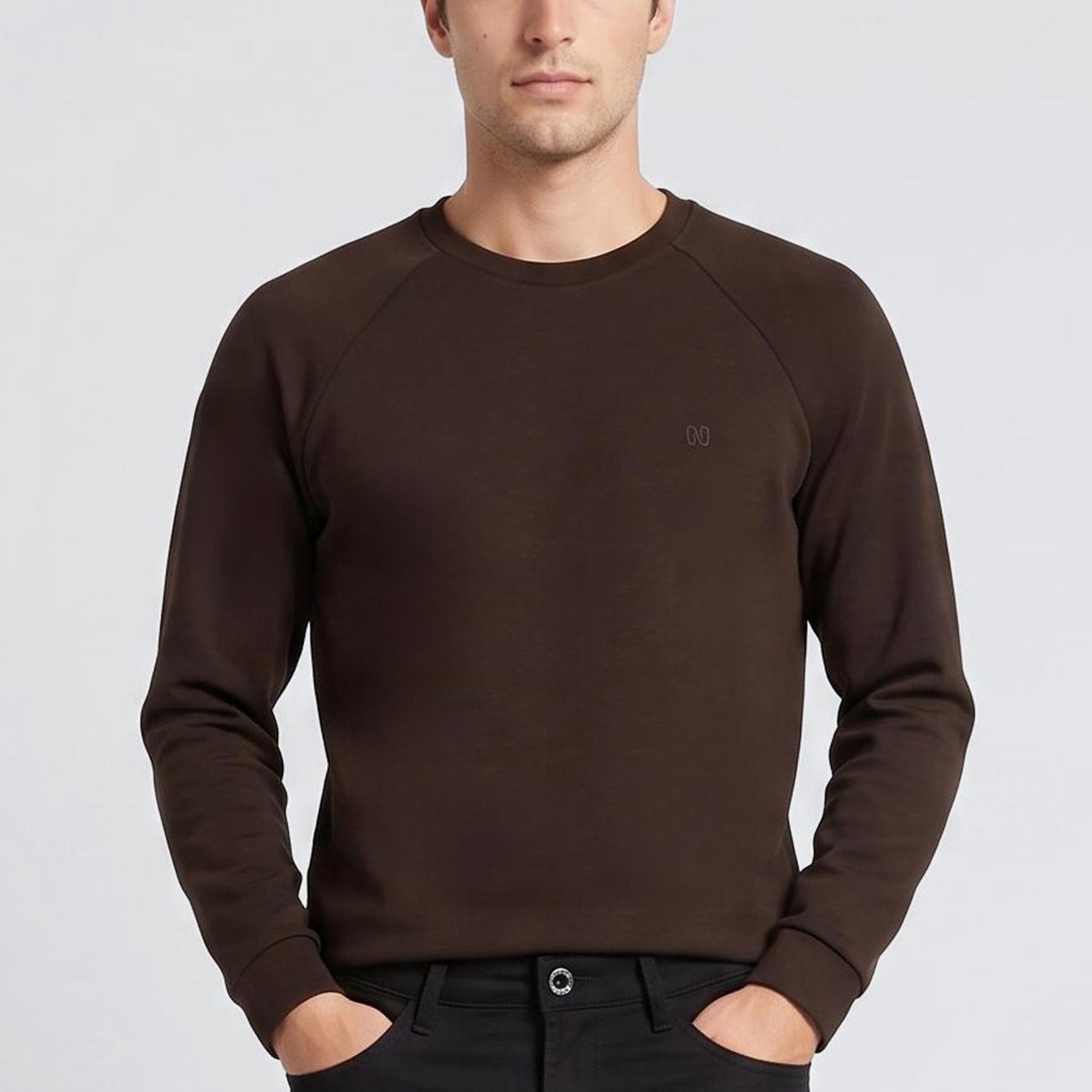 Network Erkek Acı Kahve Bisiklet Yaka Basic Sweatshirt