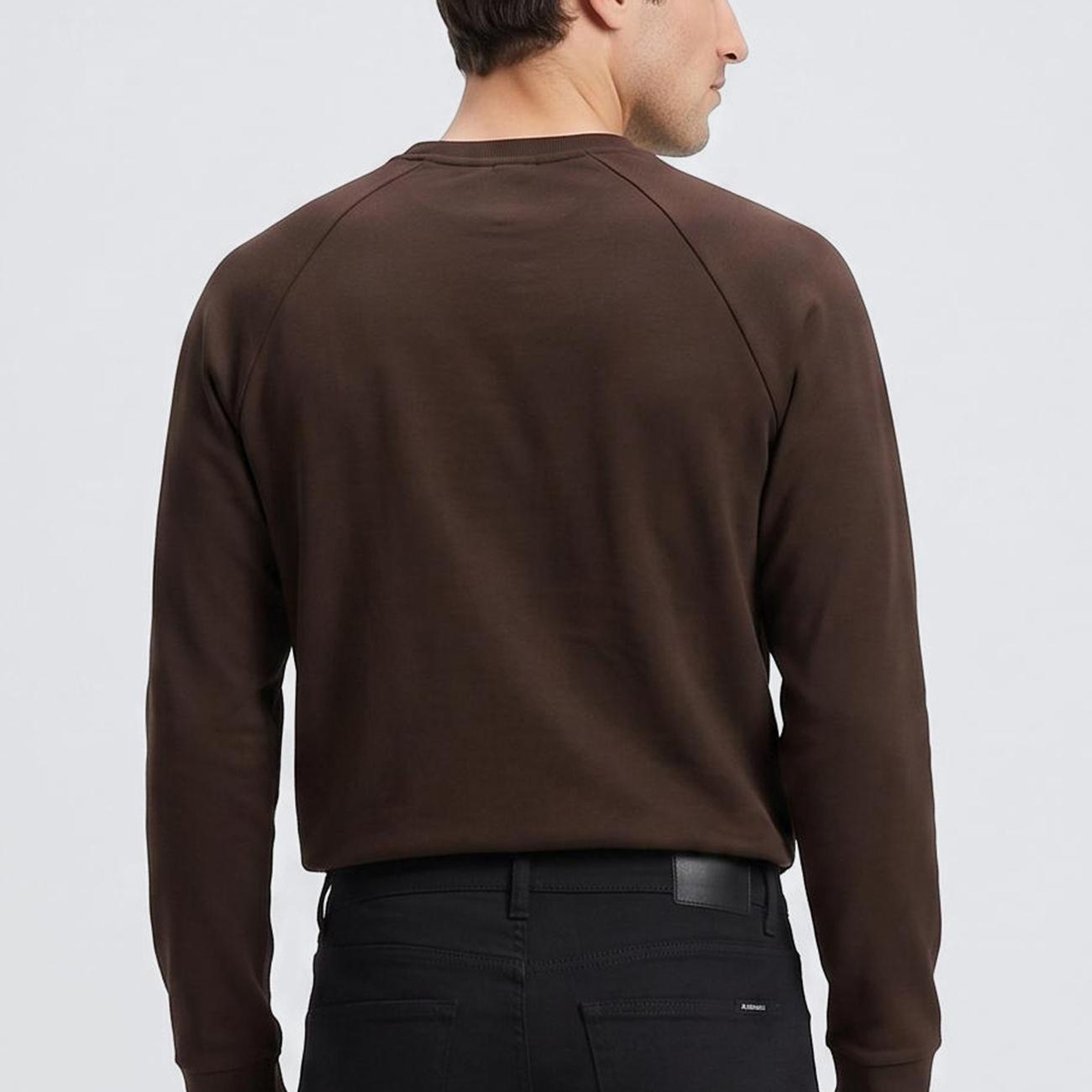 Network Erkek Acı Kahve Bisiklet Yaka Basic Sweatshirt