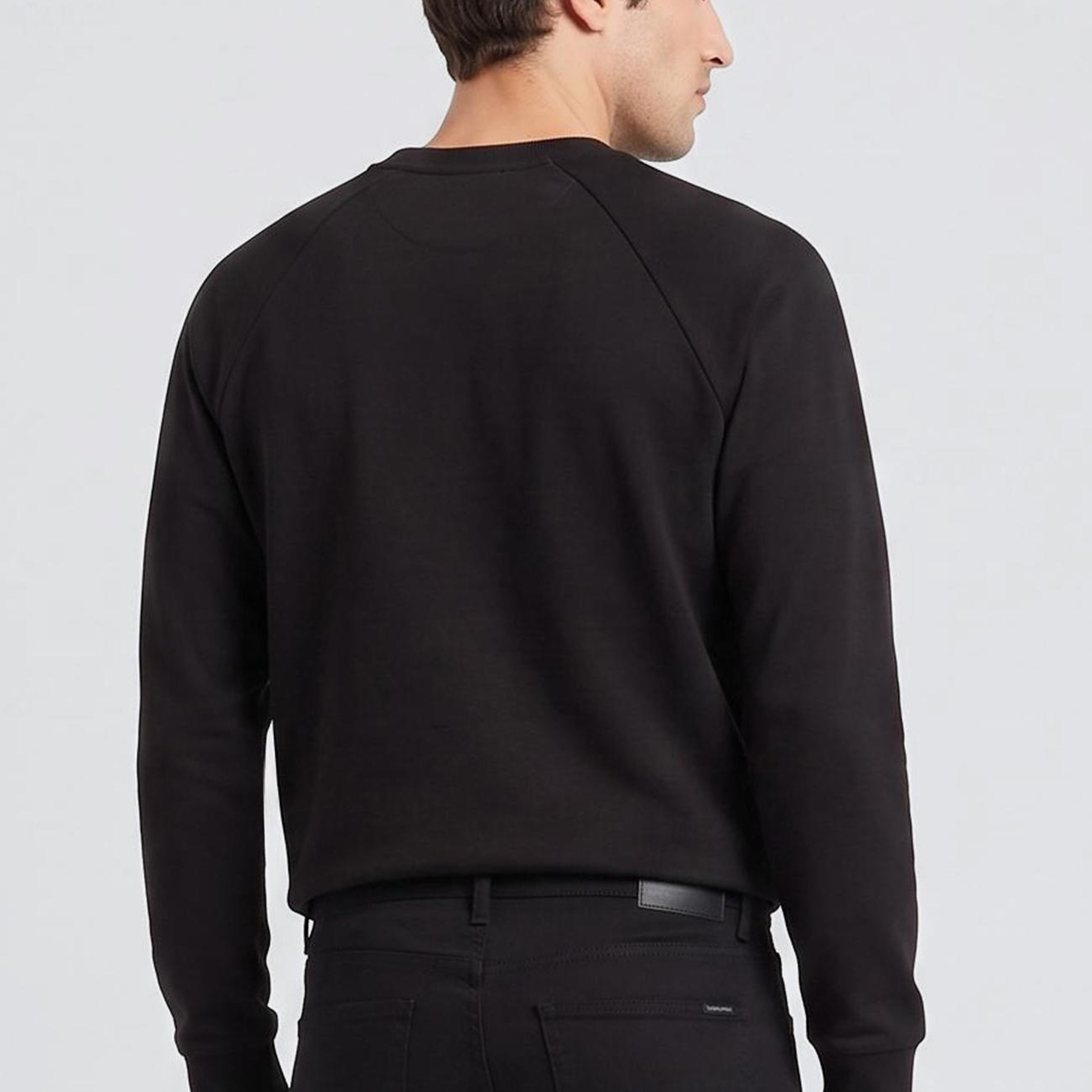 Network Erkek Siyah Bisiklet Yaka Basic Sweatshirt