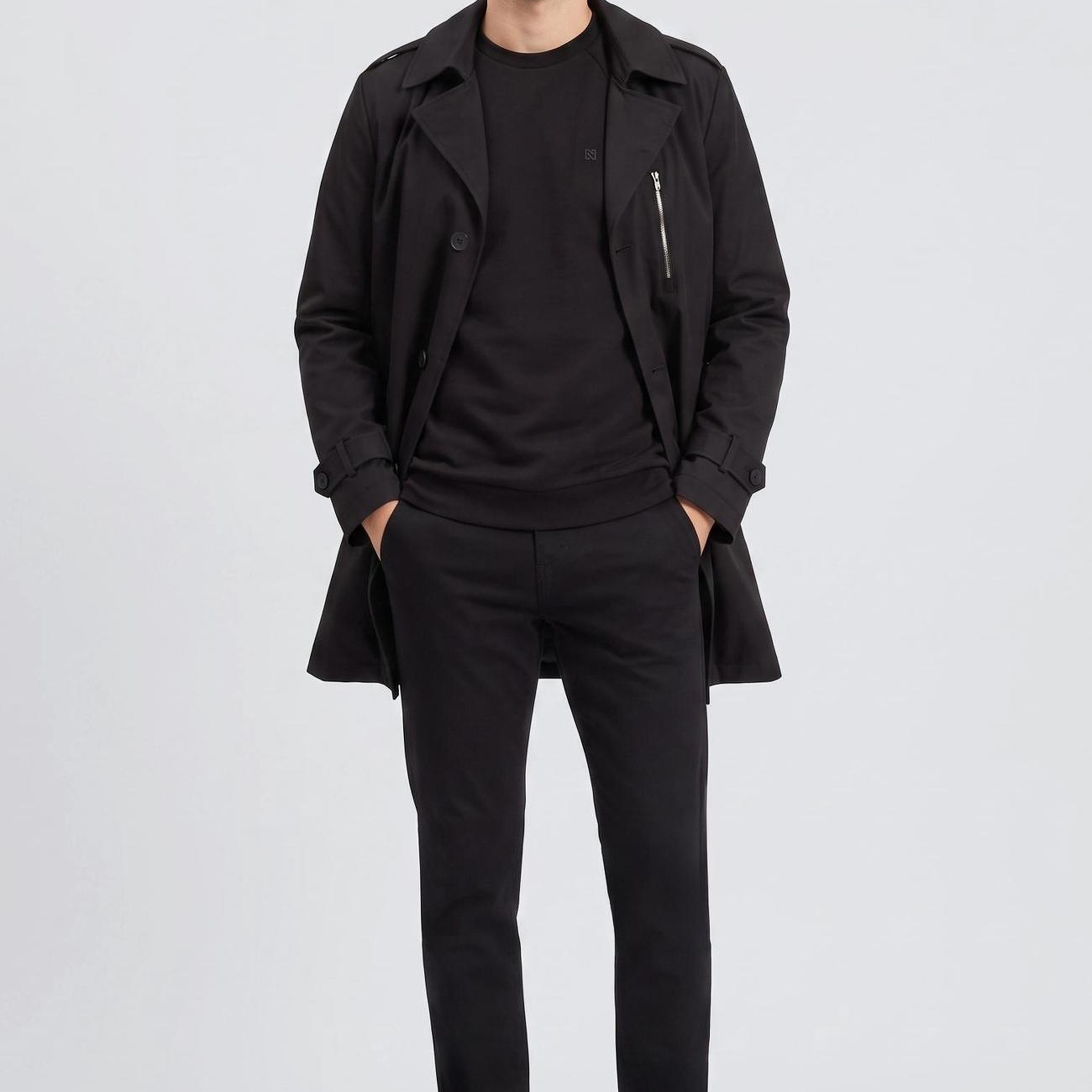 Network Erkek Siyah Bisiklet Yaka Basic Sweatshirt