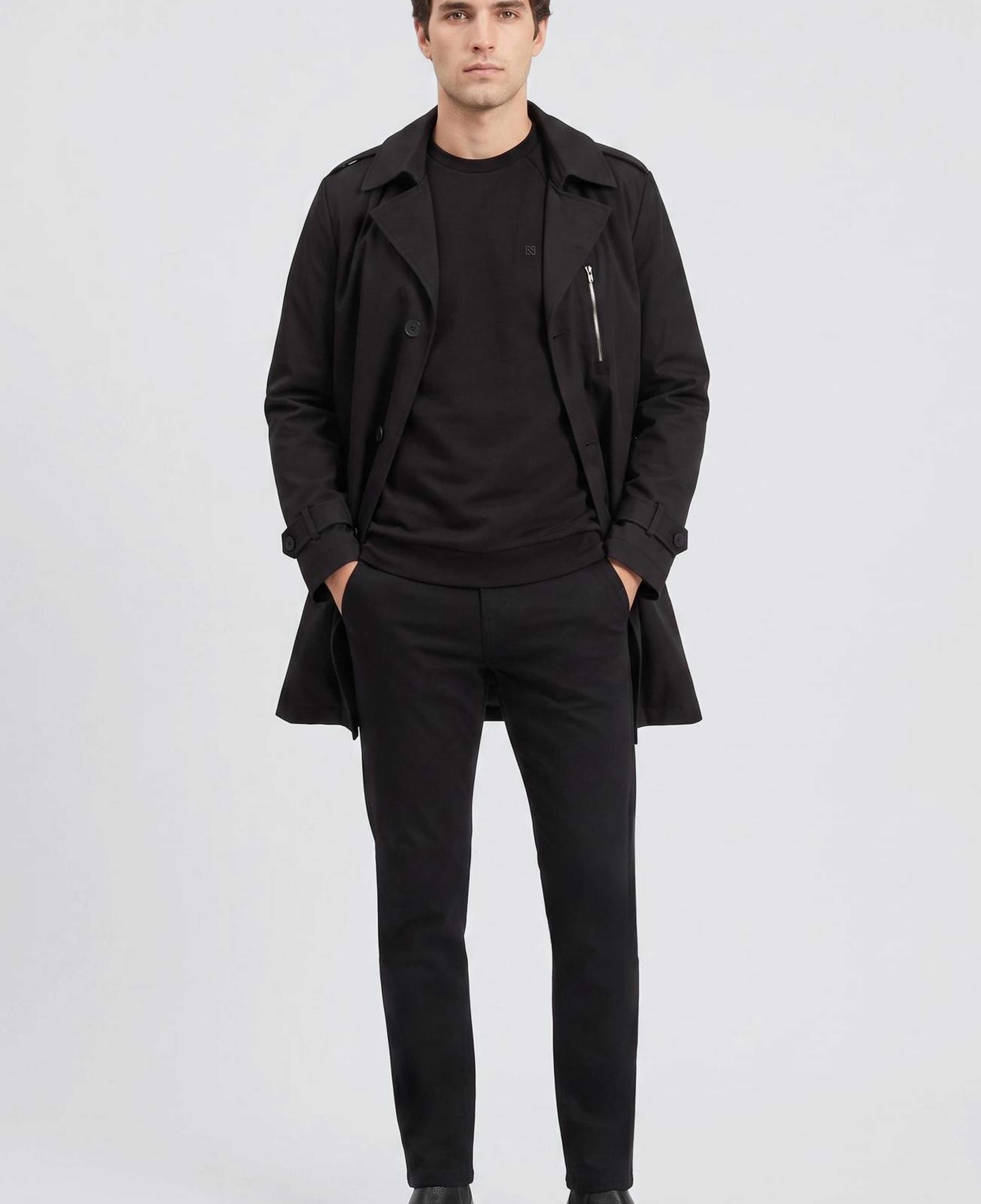 Network Erkek Siyah Bisiklet Yaka Basic Sweatshirt