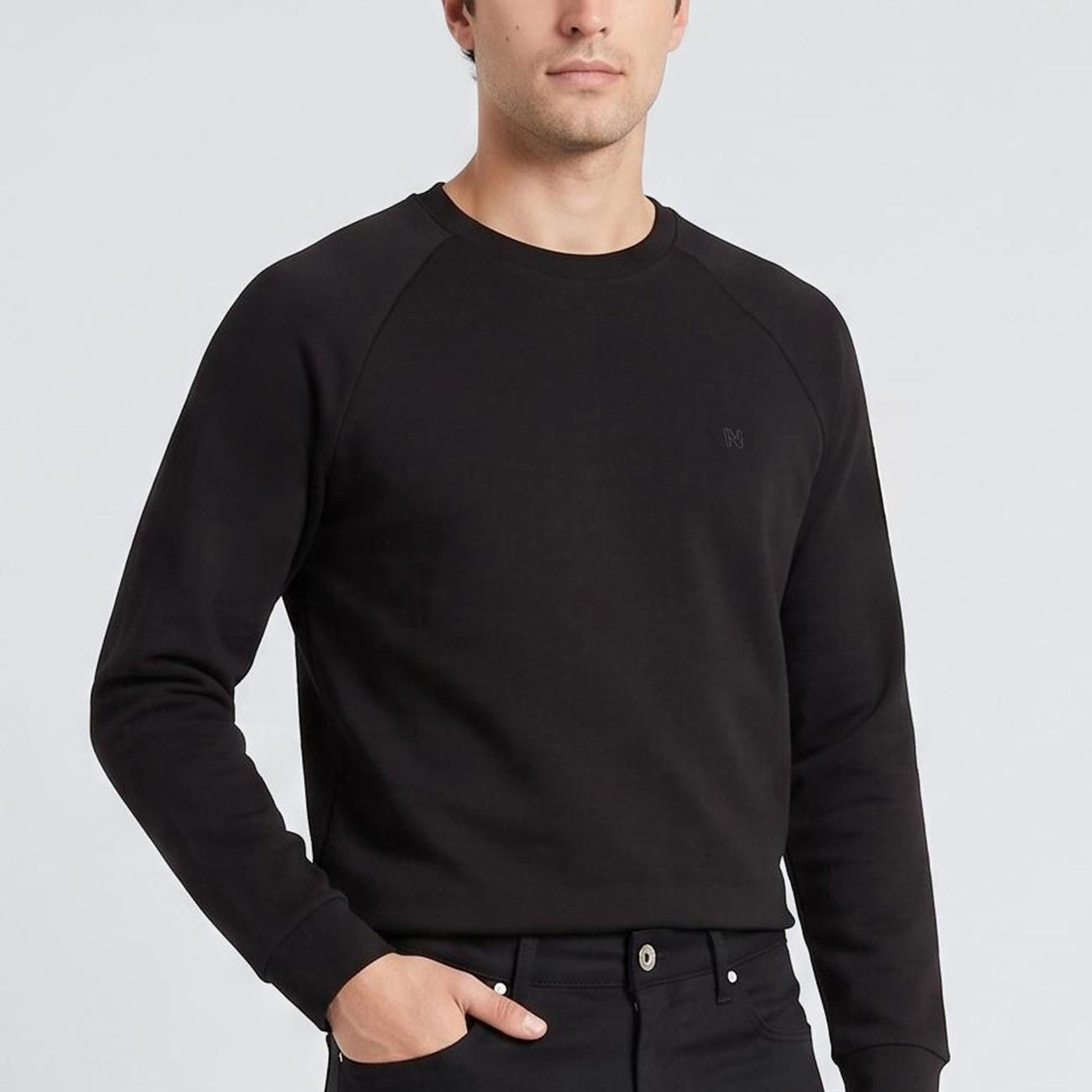 Network Erkek Siyah Bisiklet Yaka Basic Sweatshirt