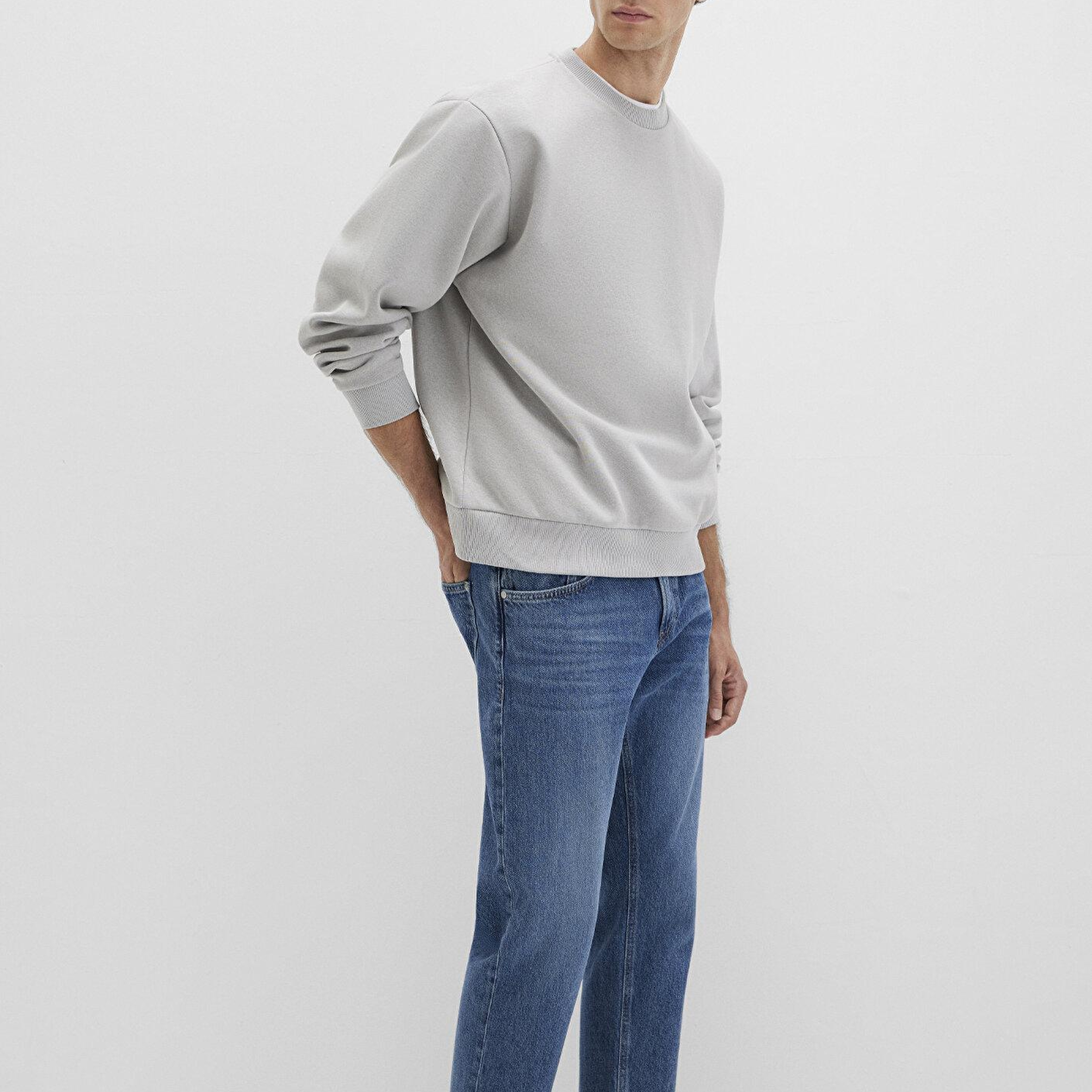 Mavi Bisiklet Yaka Gri Basic Sweatshirt 0S10276-81582