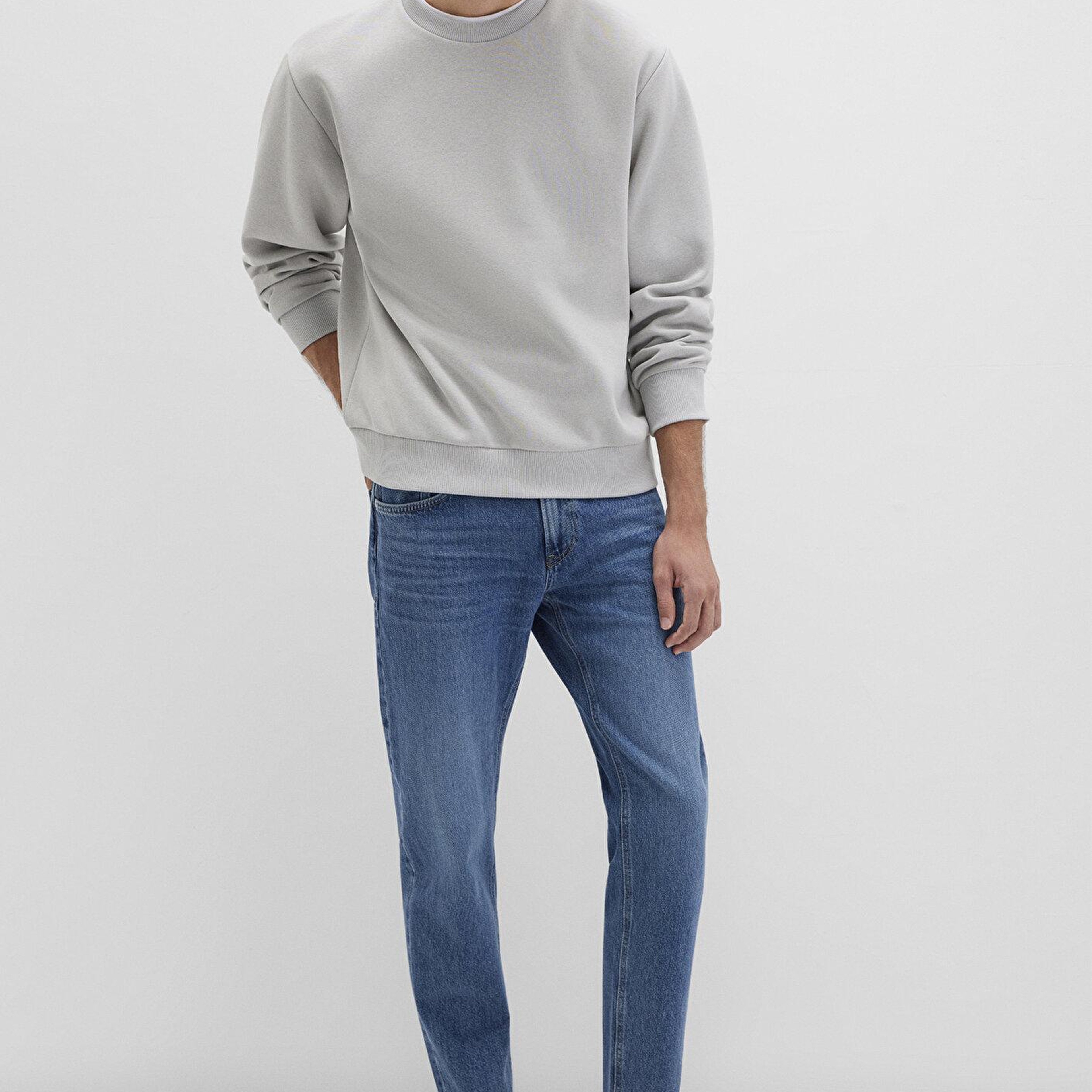 Mavi Bisiklet Yaka Gri Basic Sweatshirt 0S10276-81582