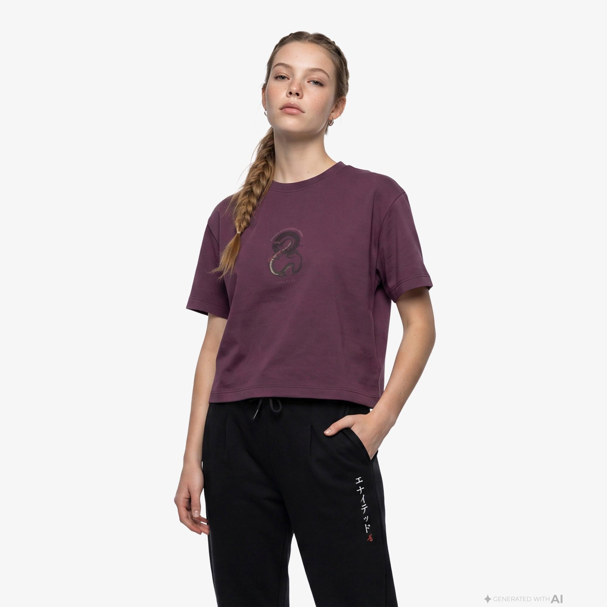 UNITED4 Regular Fit Kadın Bordo T-Shirt