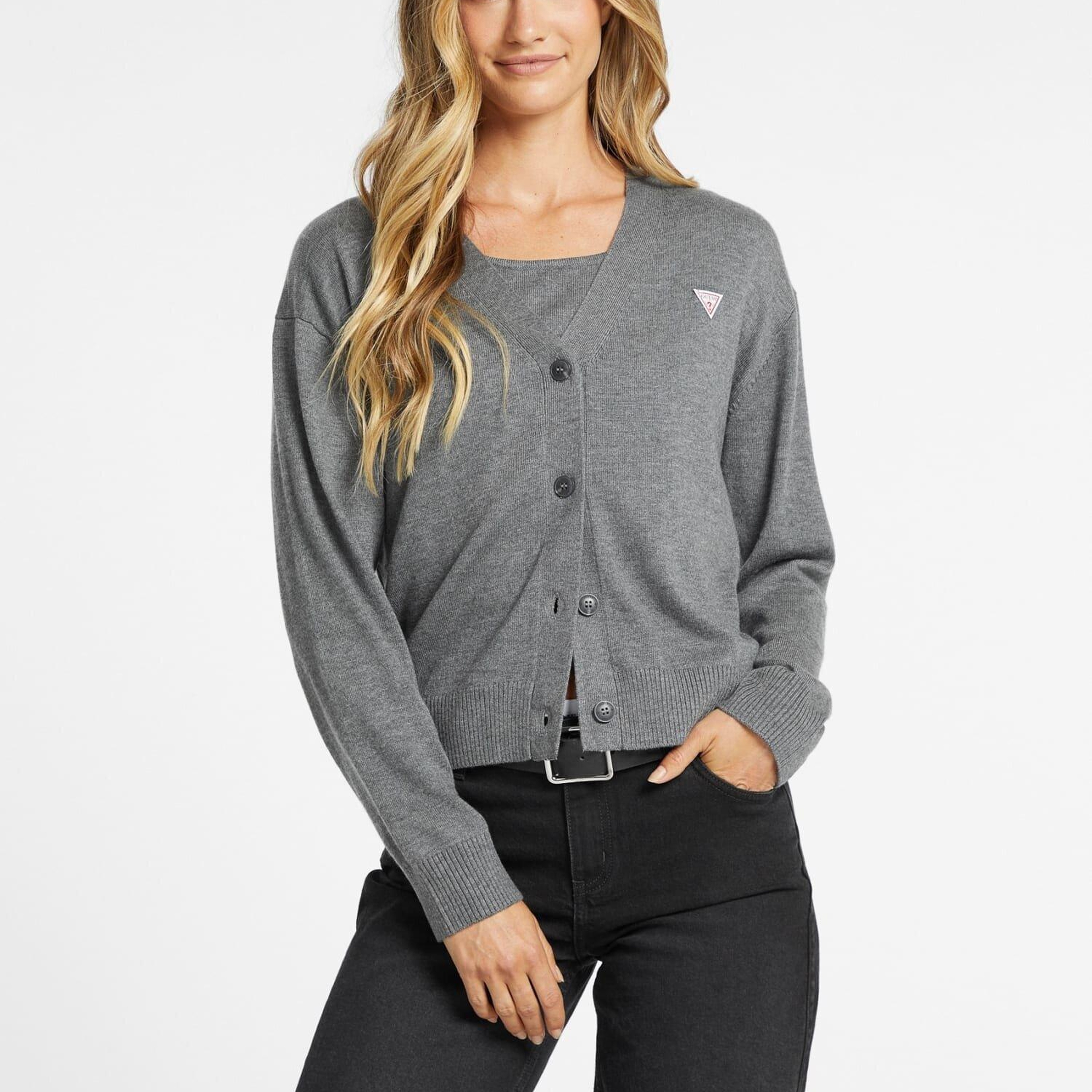 Guess Jeans Kadın Ipek Karışımlı Triko Hırka