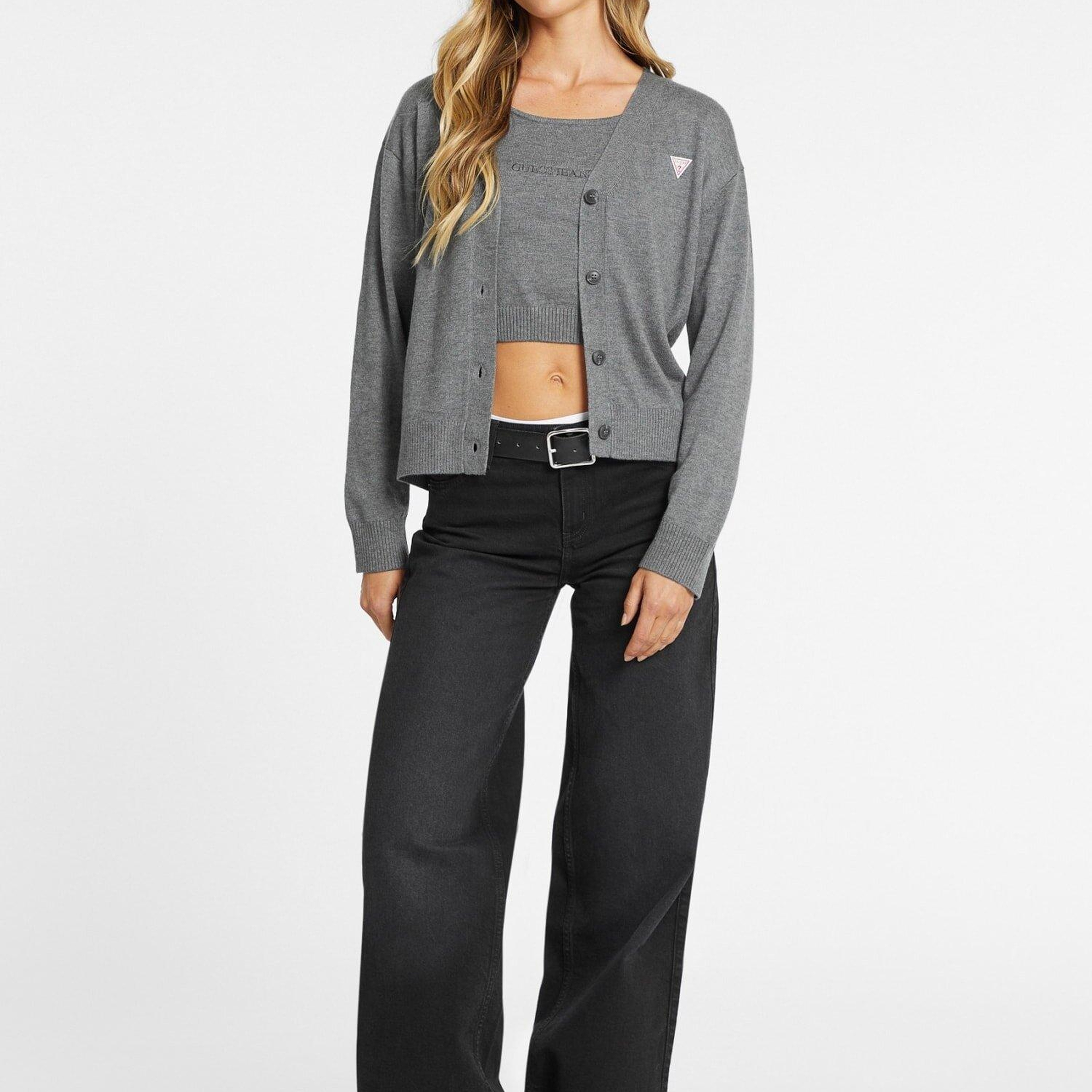 Guess Jeans Kadın Ipek Karışımlı Triko Hırka