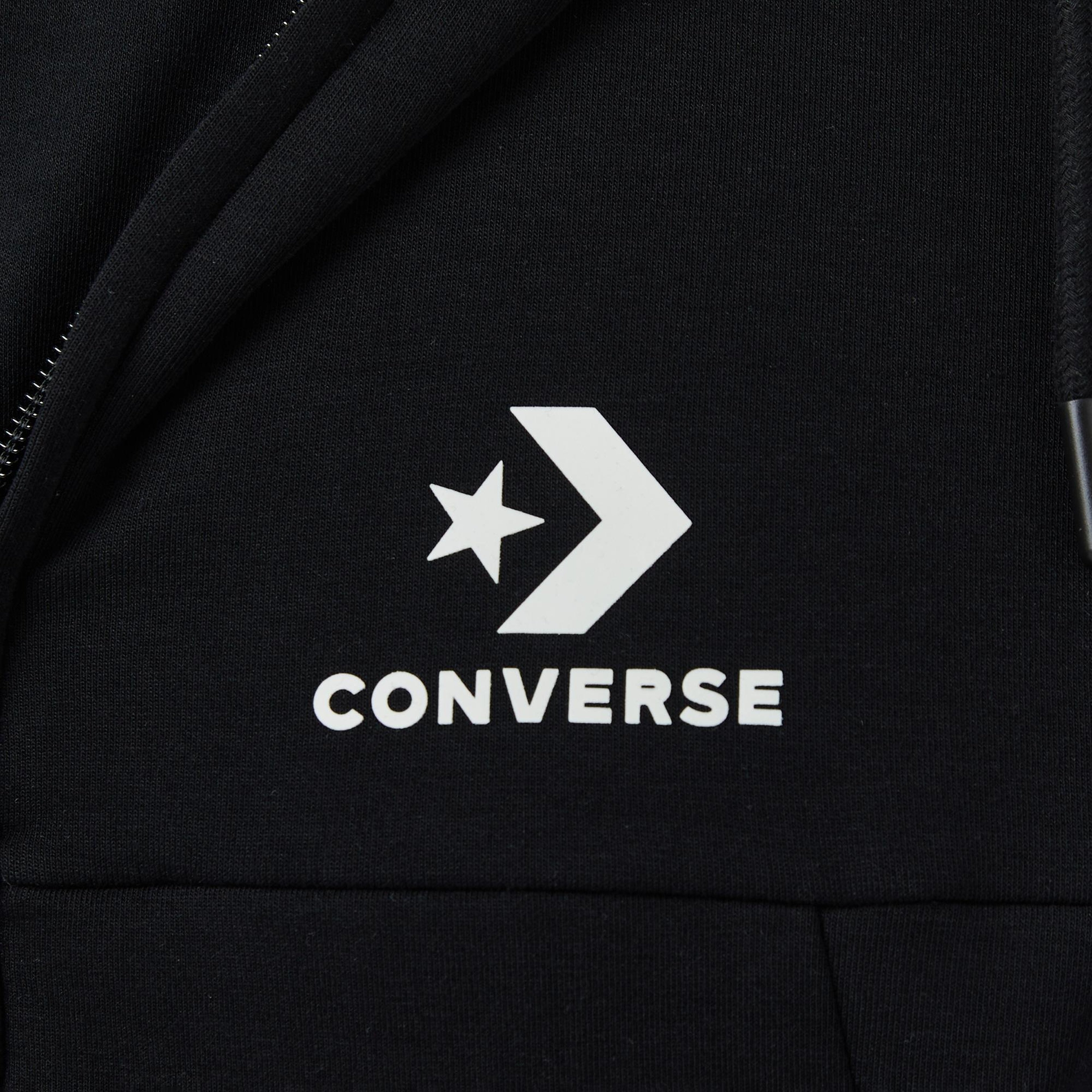 Converse Star Chevron Baskılı Erkek Regular Fit Siyah Hoodie