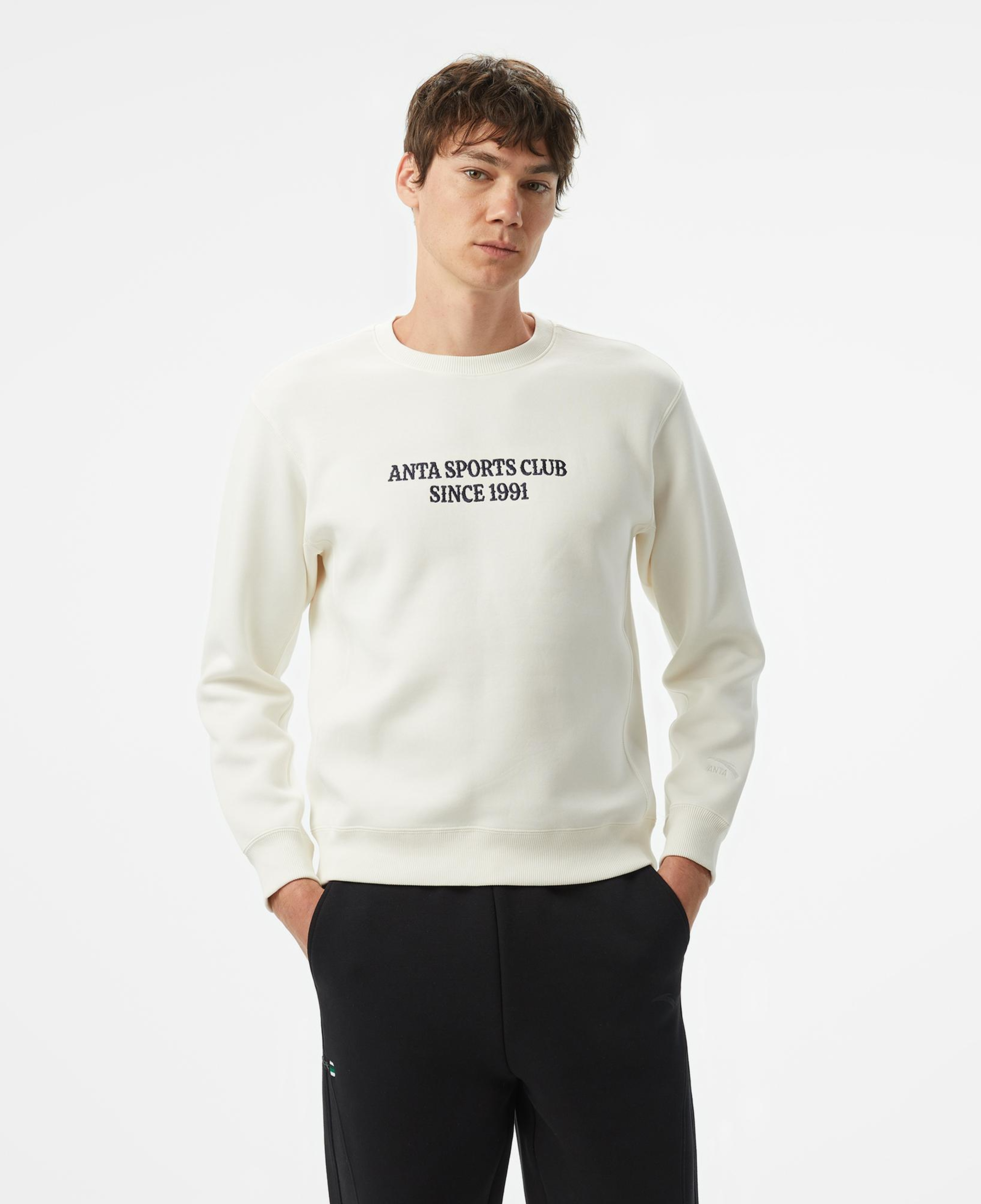 Anta Sports Club Erkek Beyaz Sweatshirt