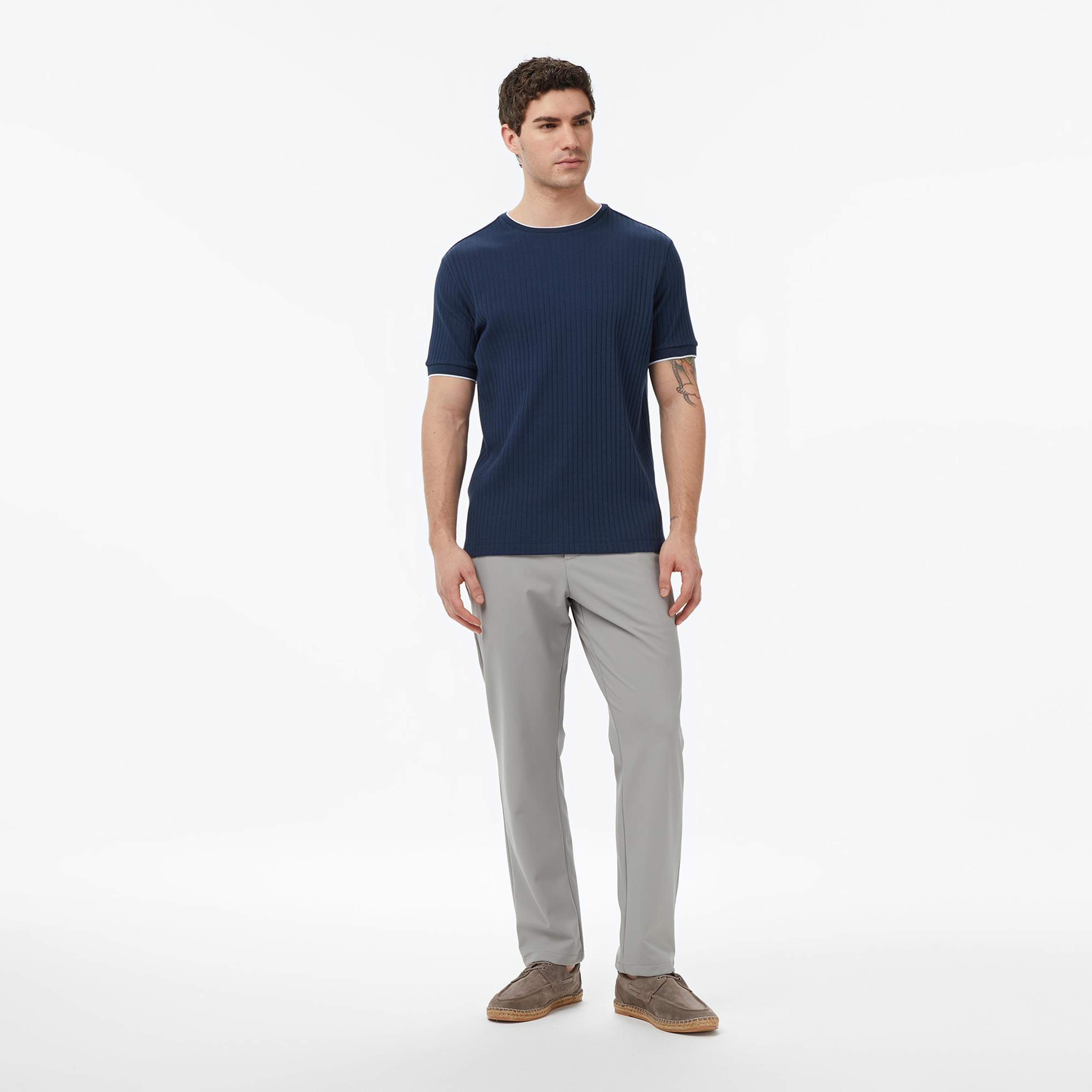 Nautica Erkek Lacivert Regular Fit Çizgili T-Shirt