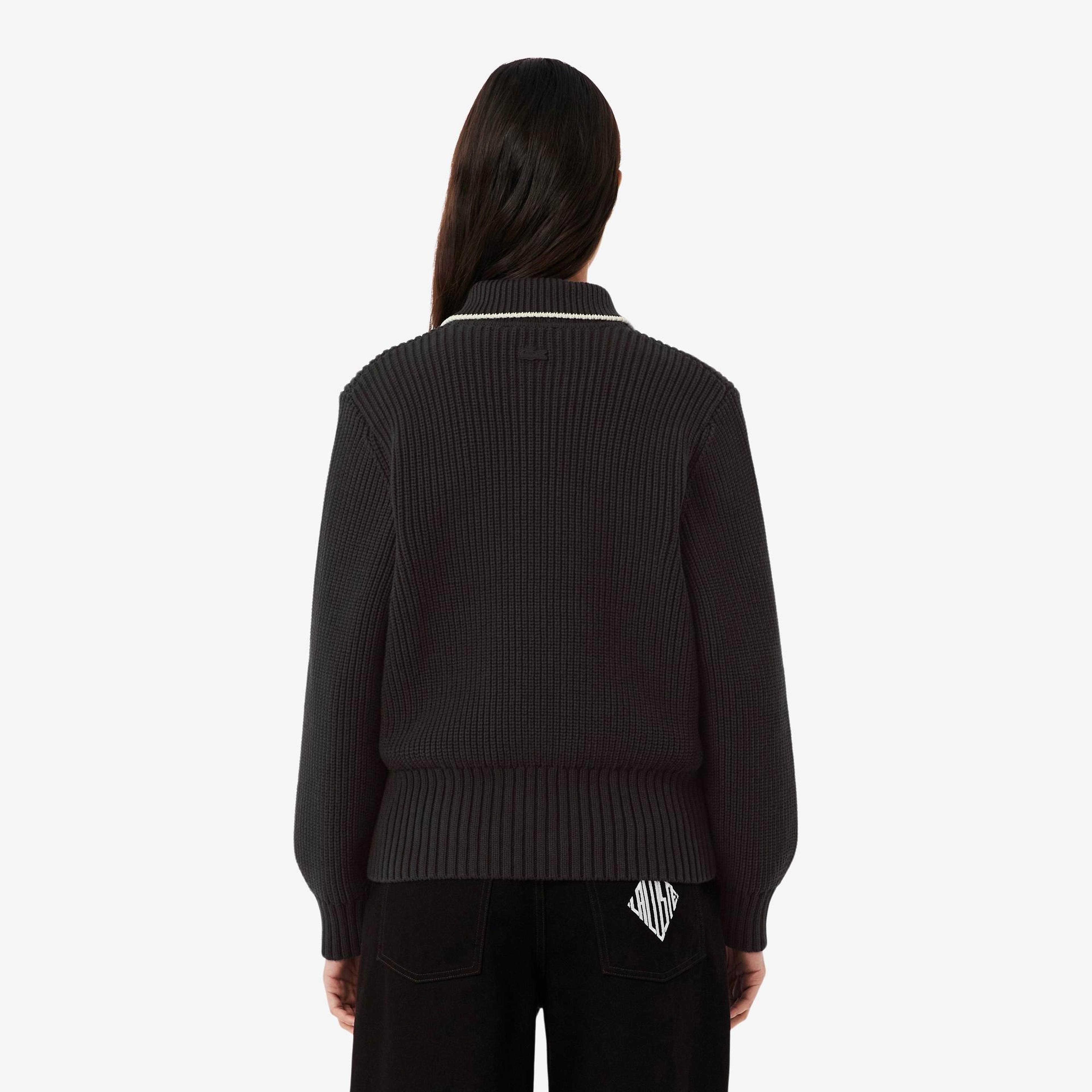 Kadın Loose Fit Fermuarlı Kahverengi Hırka