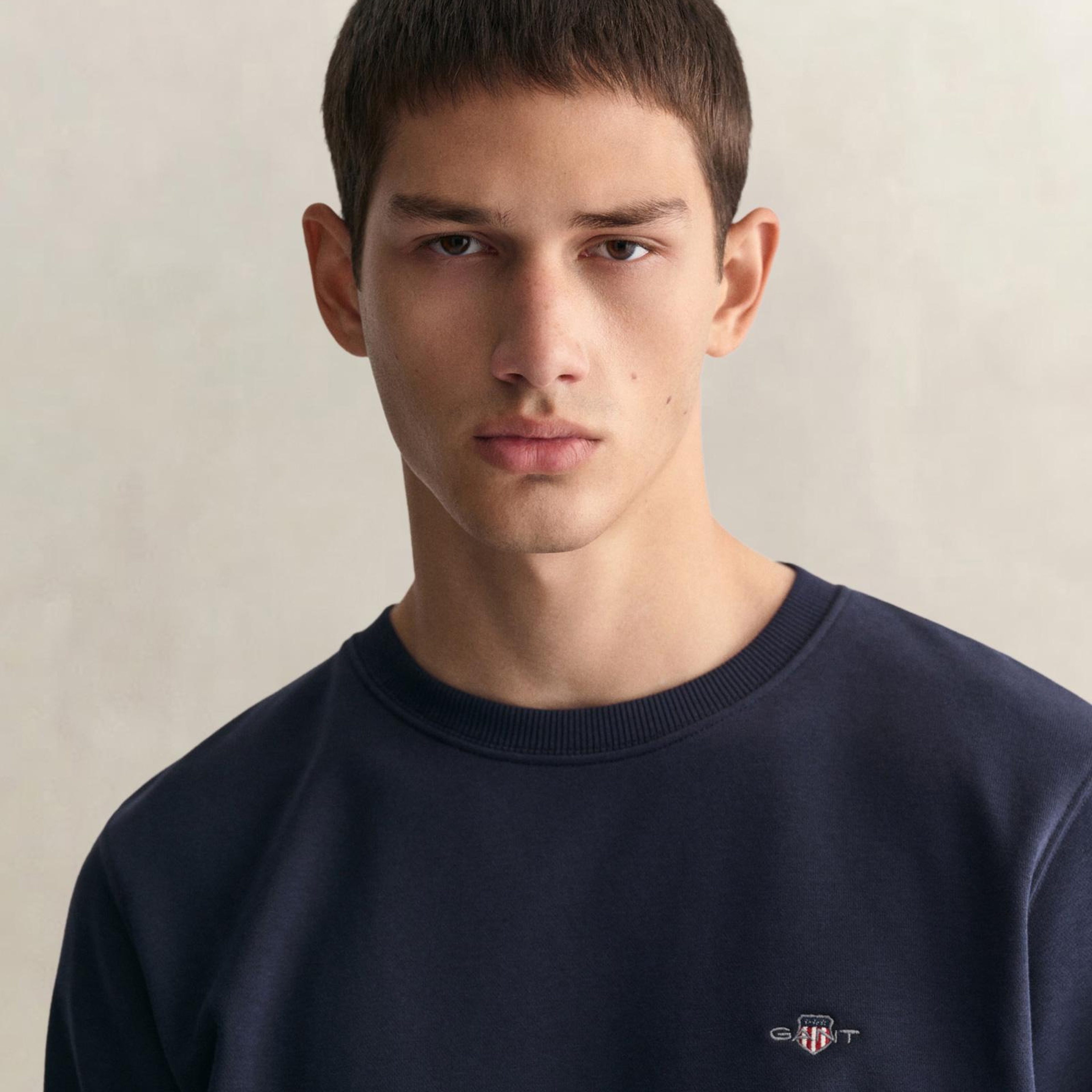 GANT Erkek Lacivert Regular Fit Bisiklet Yaka Sweatshirt
