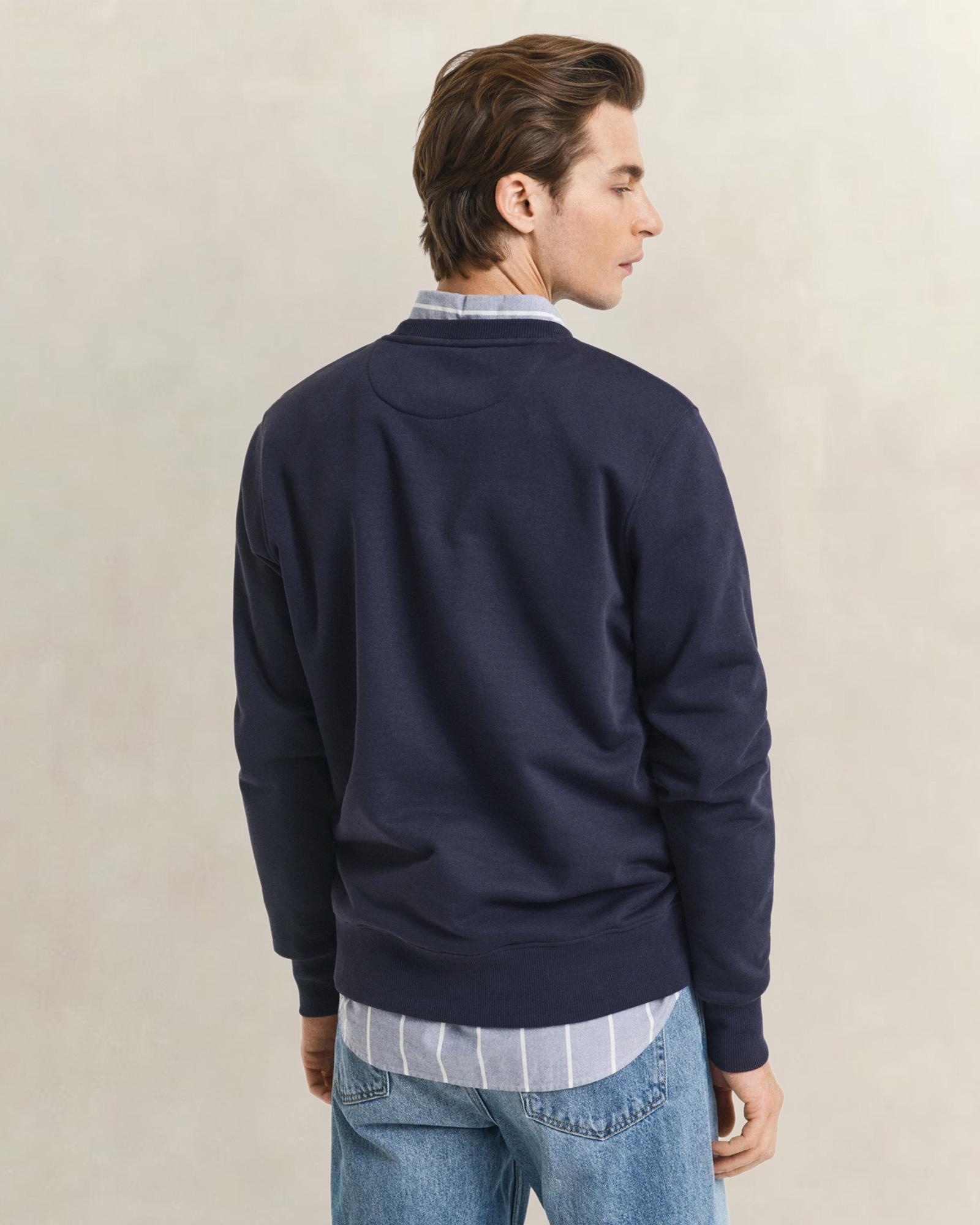 GANT Erkek Lacivert Regular Fit Bisiklet Yaka Sweatshirt