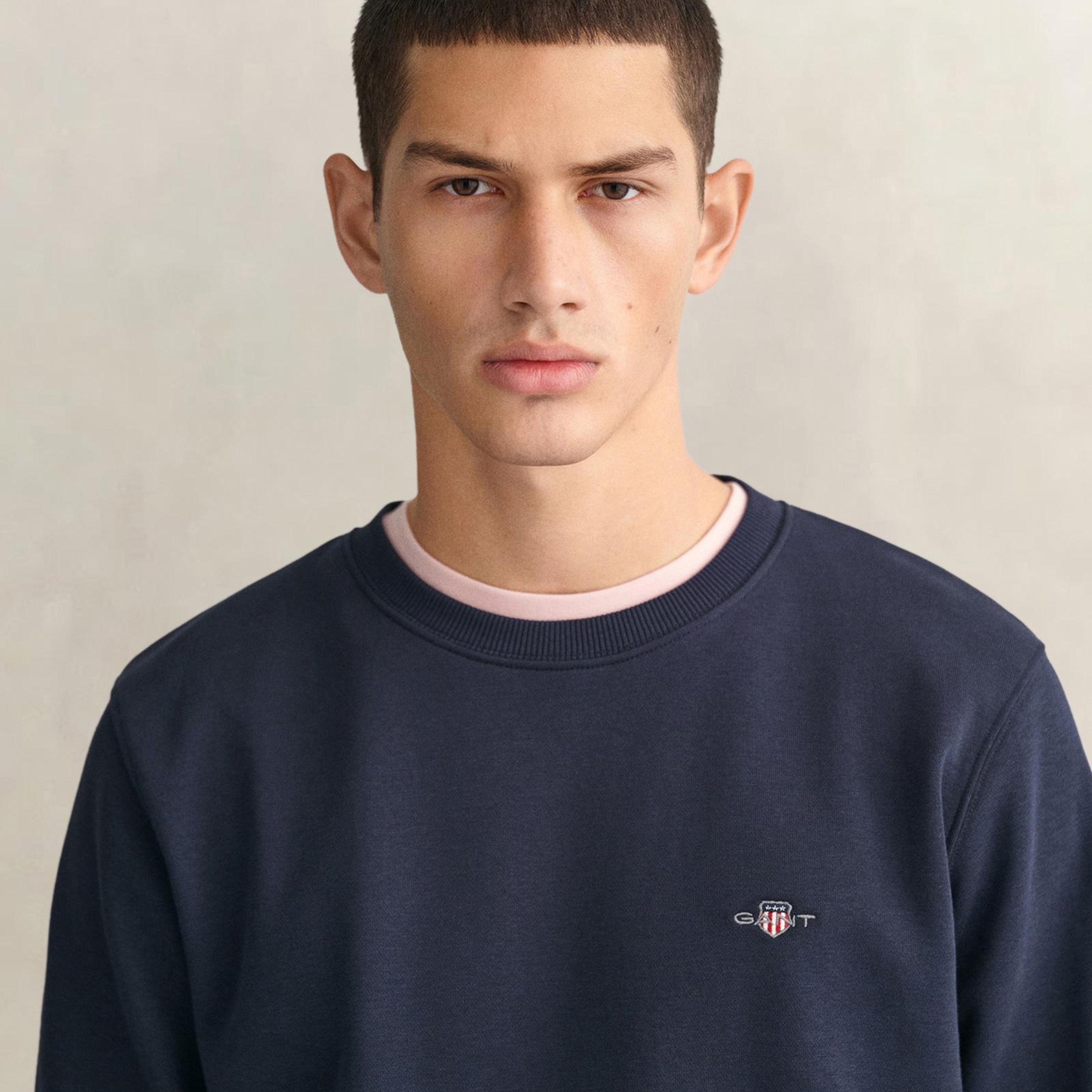 GANT Erkek Lacivert Regular Fit Bisiklet Yaka Sweatshirt