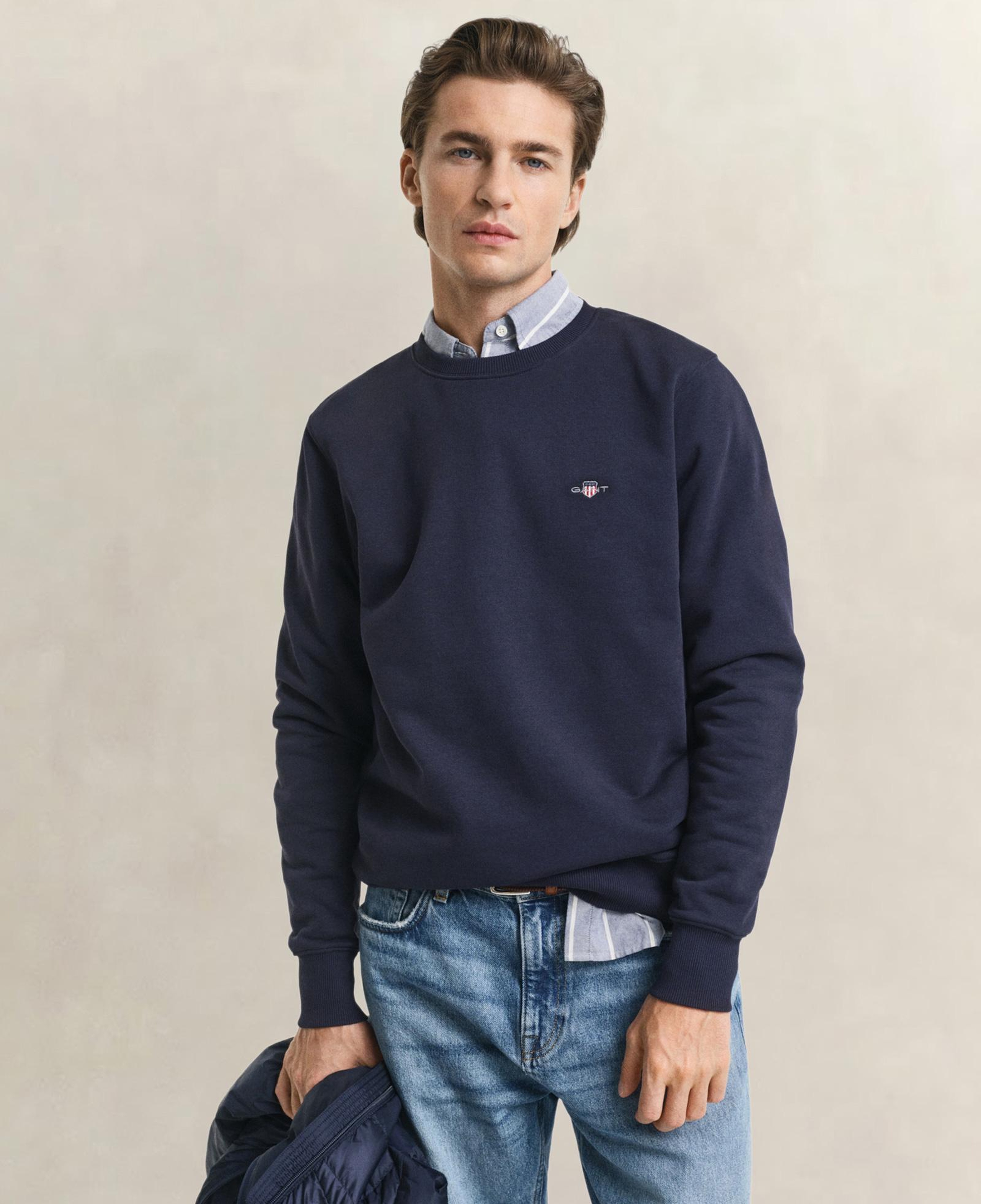 GANT Erkek Lacivert Regular Fit Bisiklet Yaka Sweatshirt