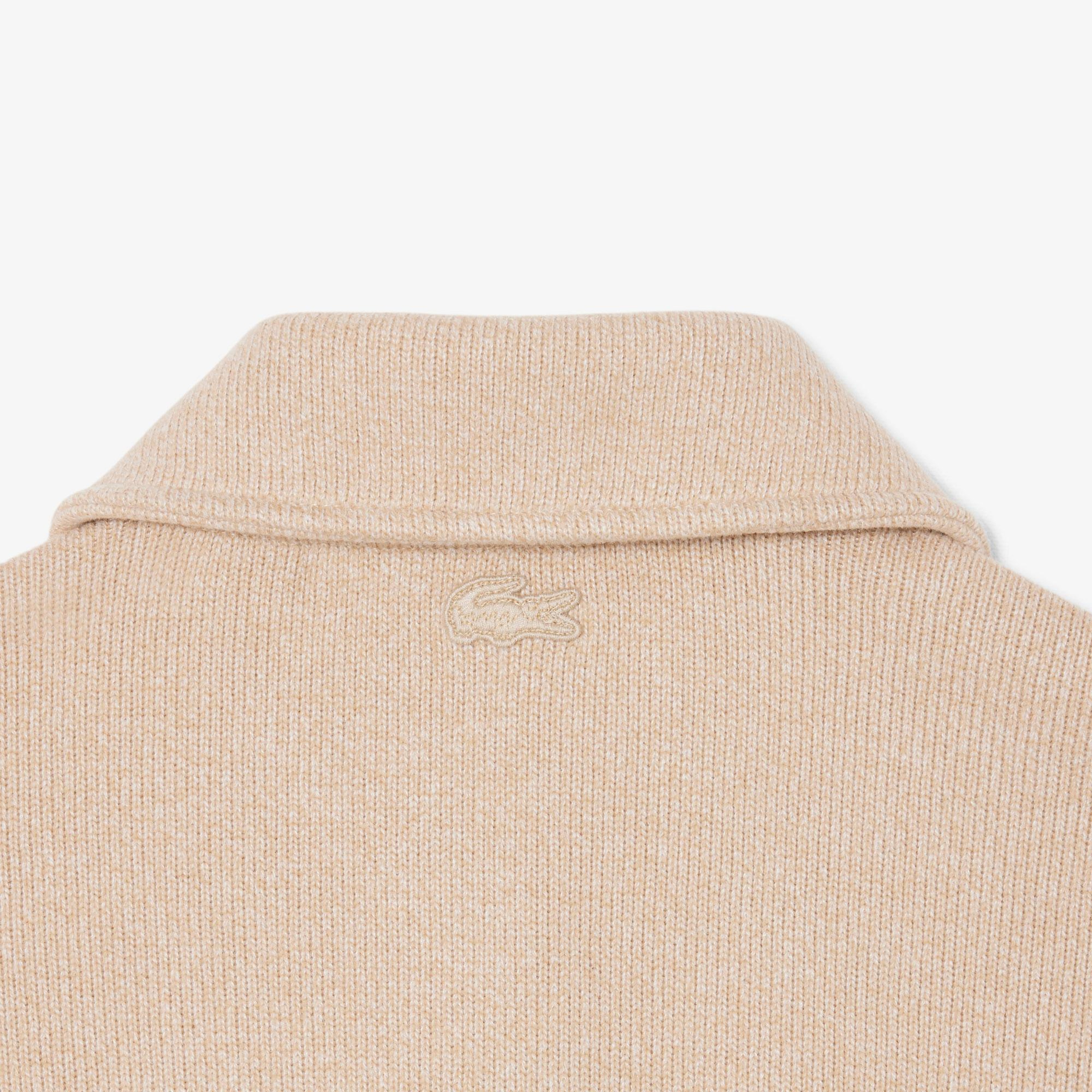 Kadın Oversize Fit Polo Yaka Bej Sweatshirt