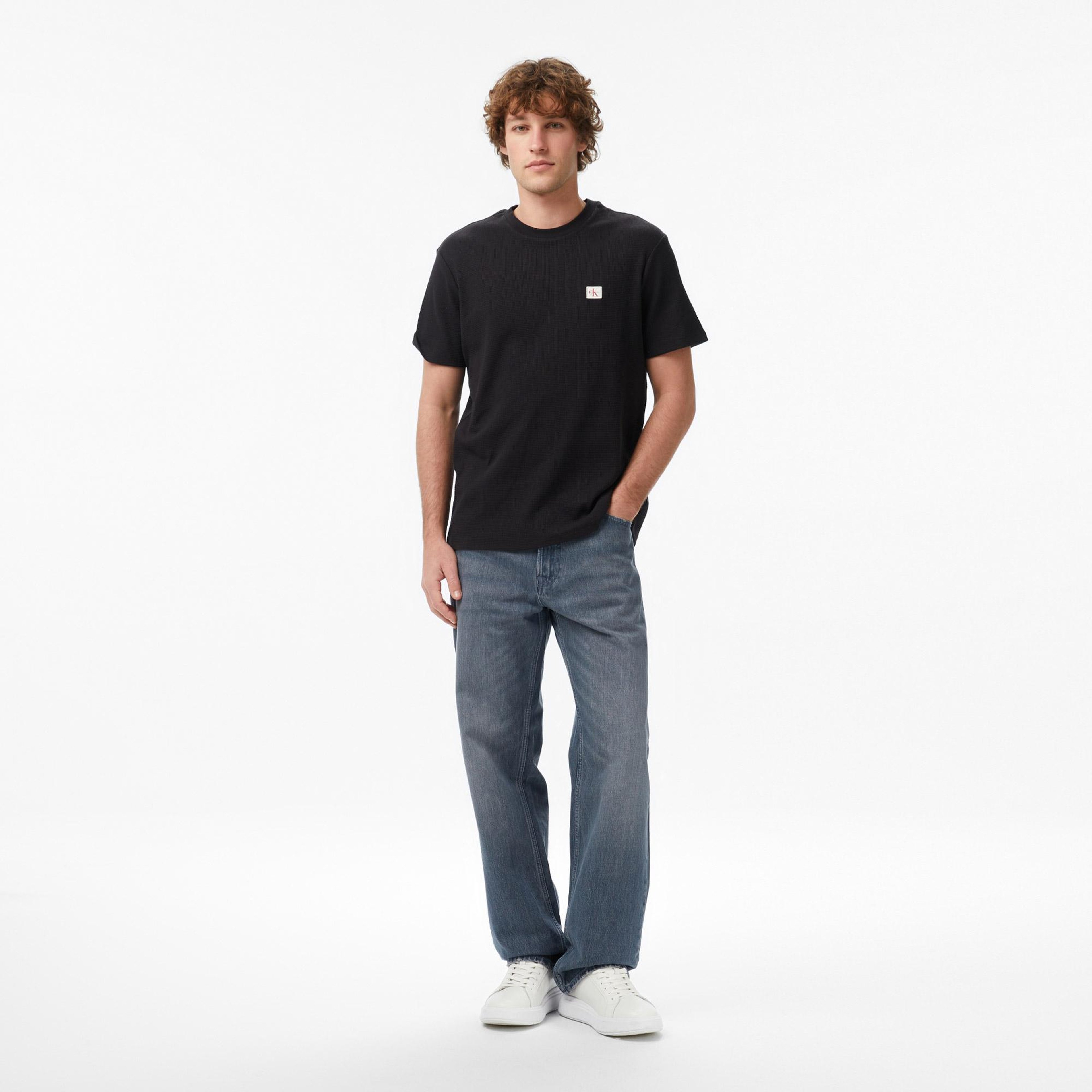 Calvin Klein Waffle Badge Crewnk Erkek Siyah T-Shirt