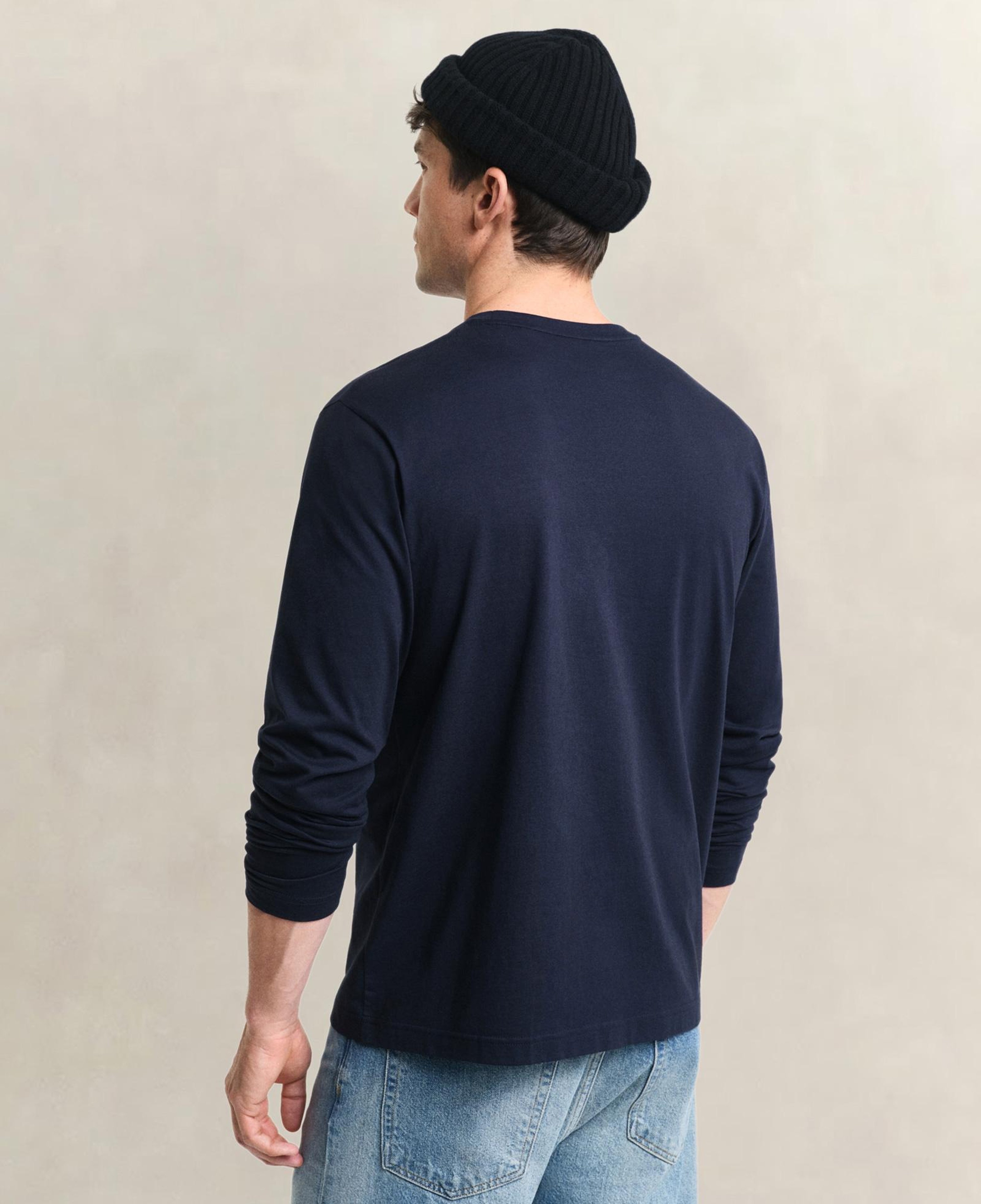 GANT Erkek Lacivert Regular Fit Bisiklet Yaka Uzun Kollu T-Shirt