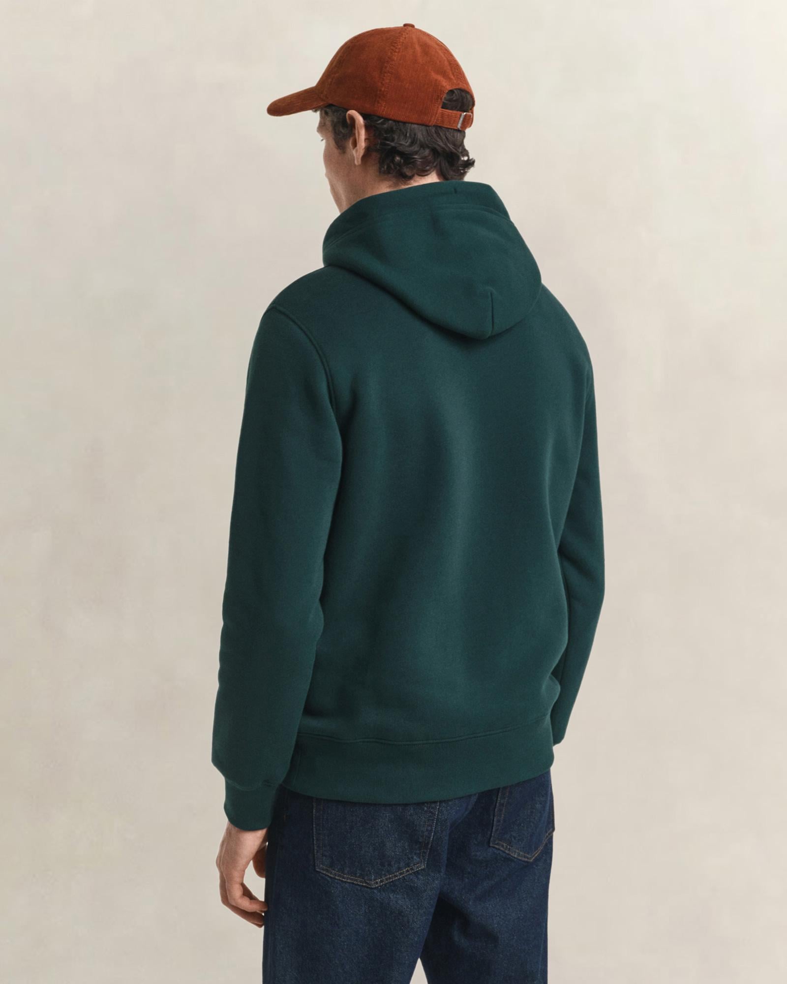 GANT Erkek Yeşil Regular Fit Kapüşonlu Sweatshirt