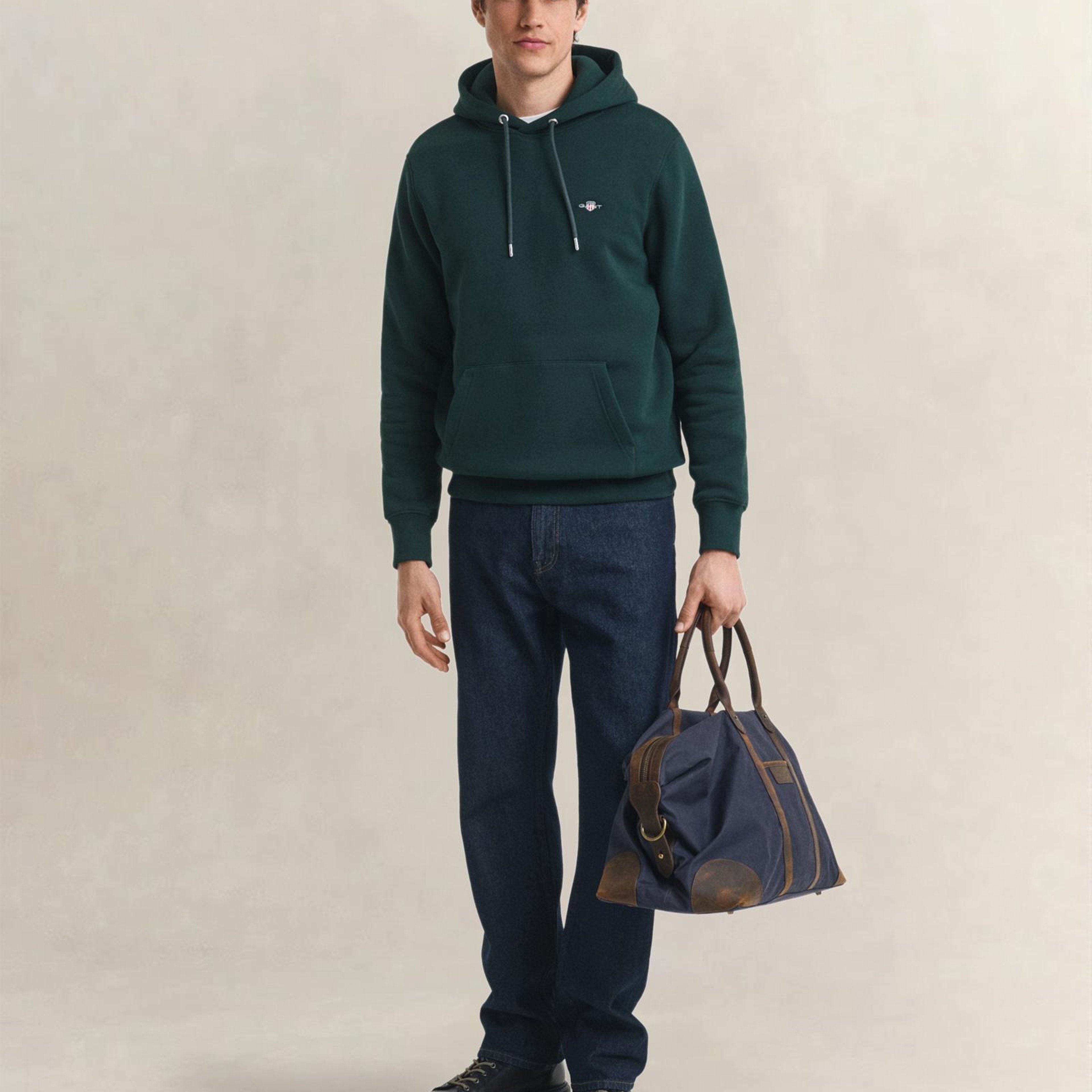 GANT Erkek Yeşil Regular Fit Kapüşonlu Sweatshirt