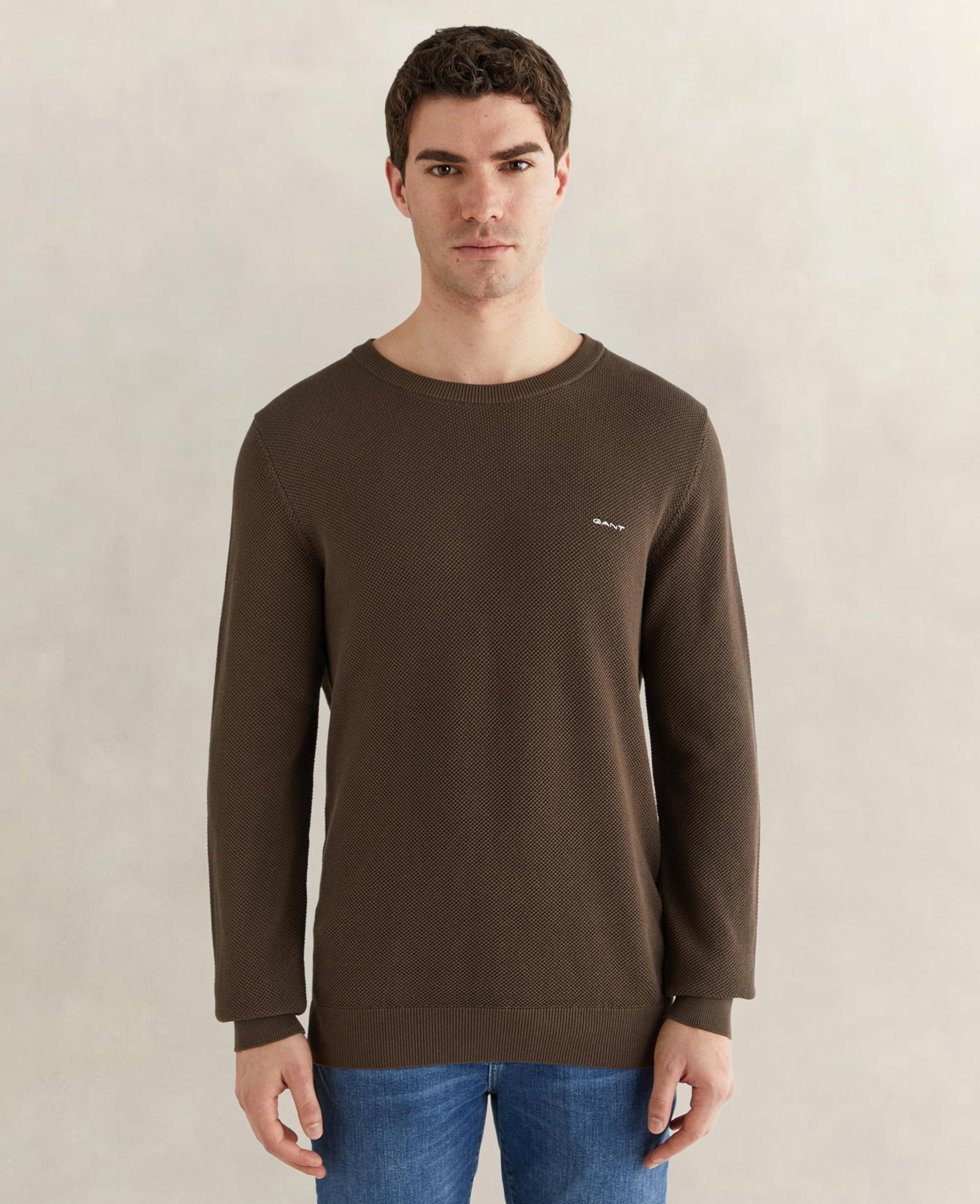 GANT Erkek Kahverengi Regular Fit Bisiklet Yaka Triko