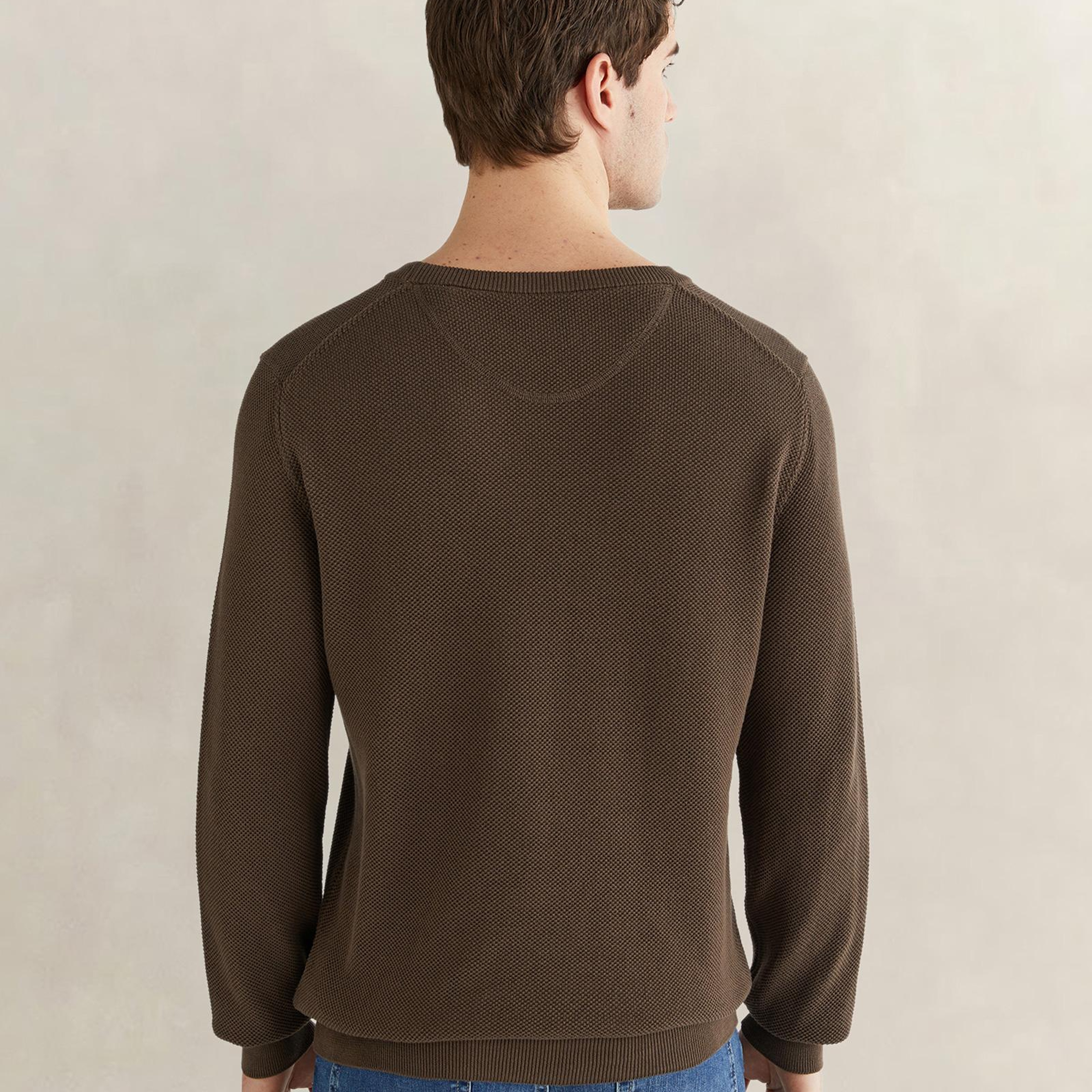 GANT Erkek Kahverengi Regular Fit Bisiklet Yaka Triko