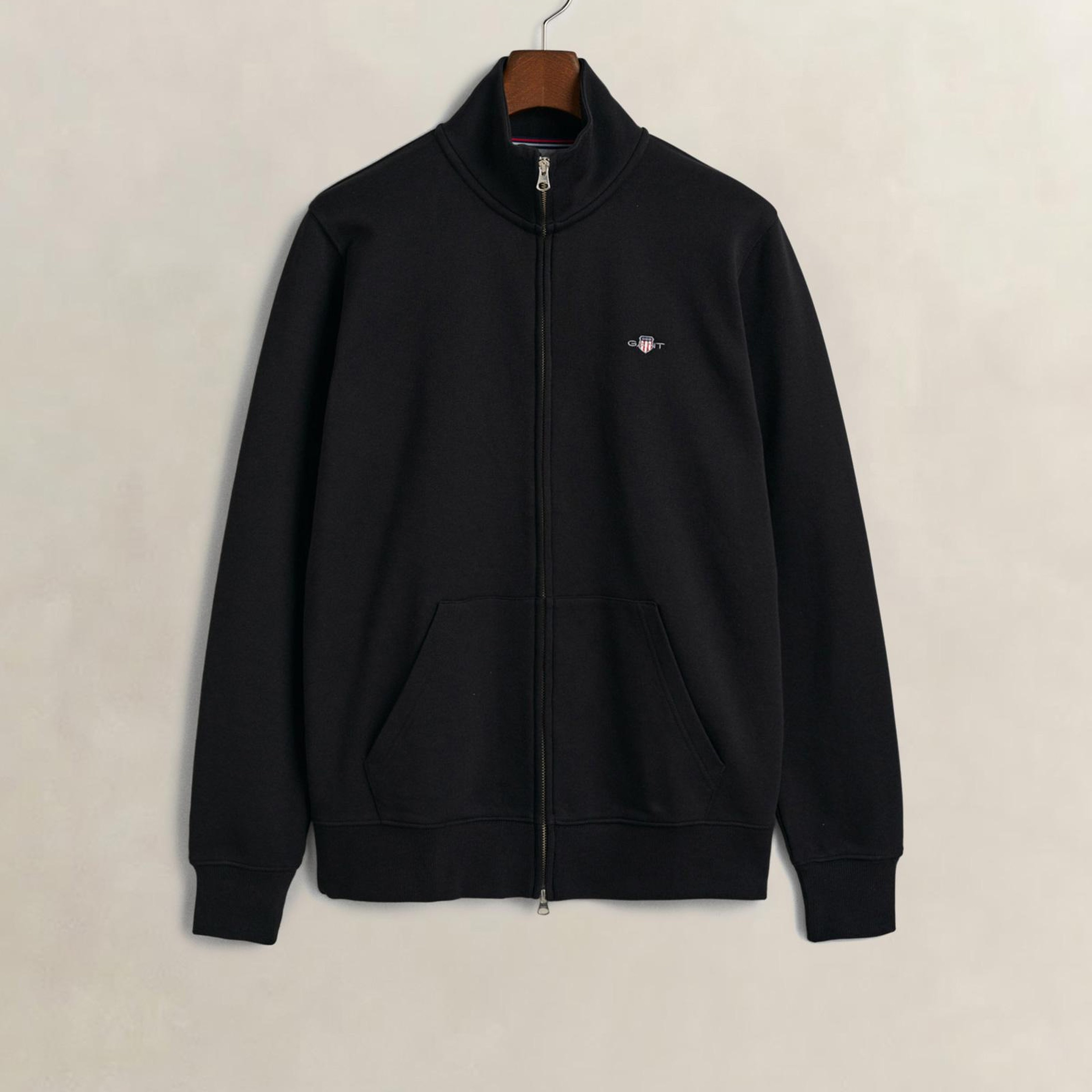 GANT Erkek Siyah Fermuarlı Logolu Sweatshirt