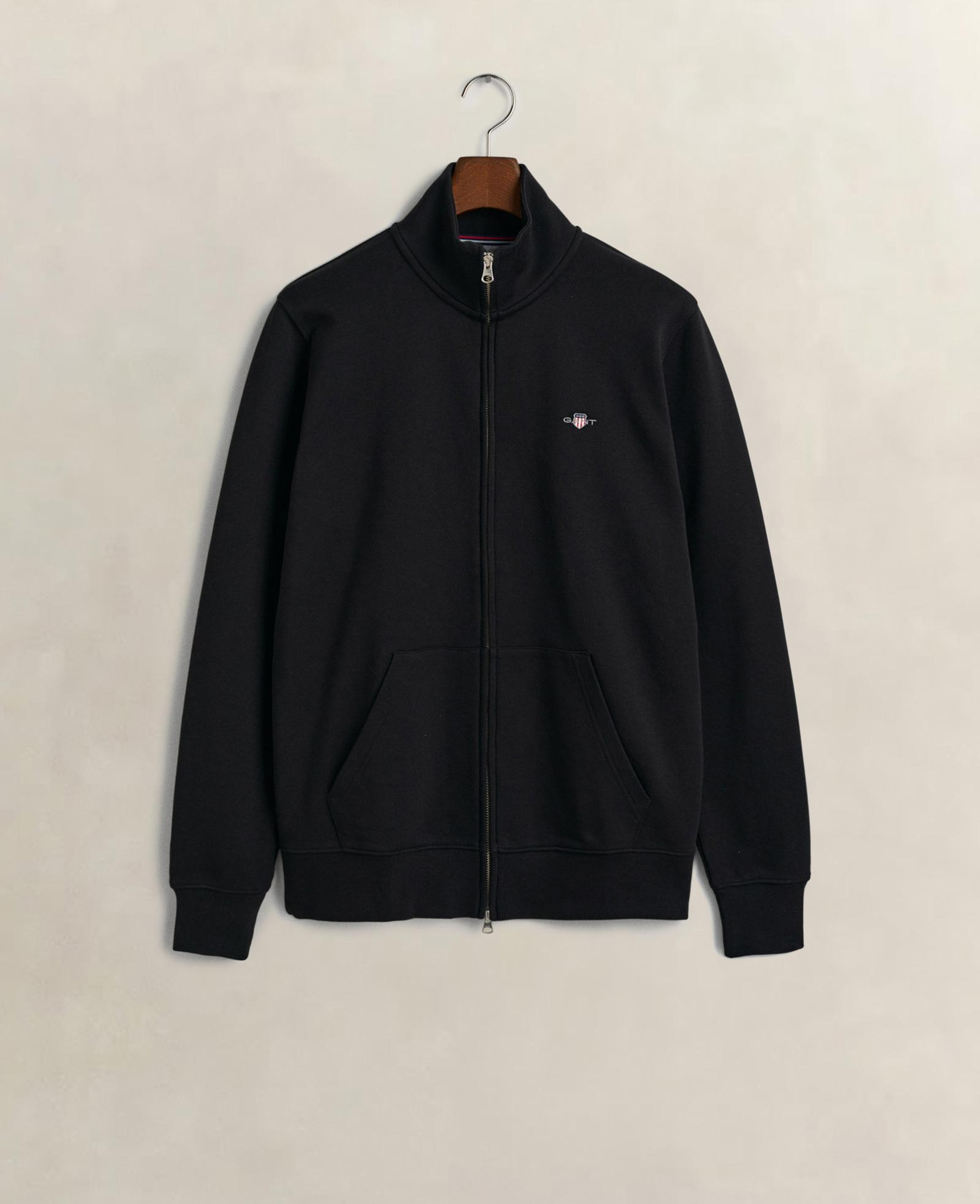 GANT Erkek Siyah Fermuarlı Logolu Sweatshirt