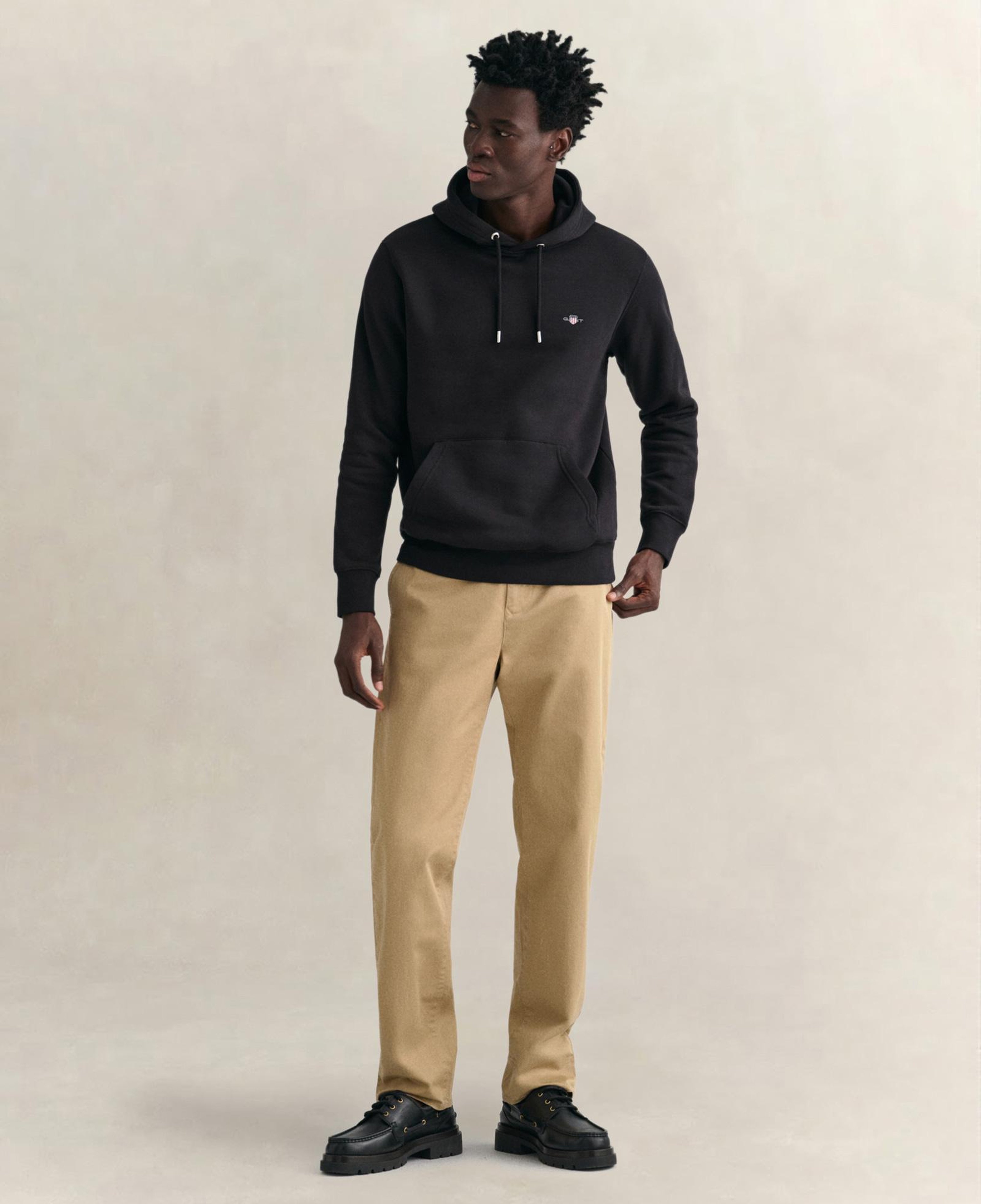 GANT Erkek Siyah Regular Fit Kapüşonlu Sweatshirt