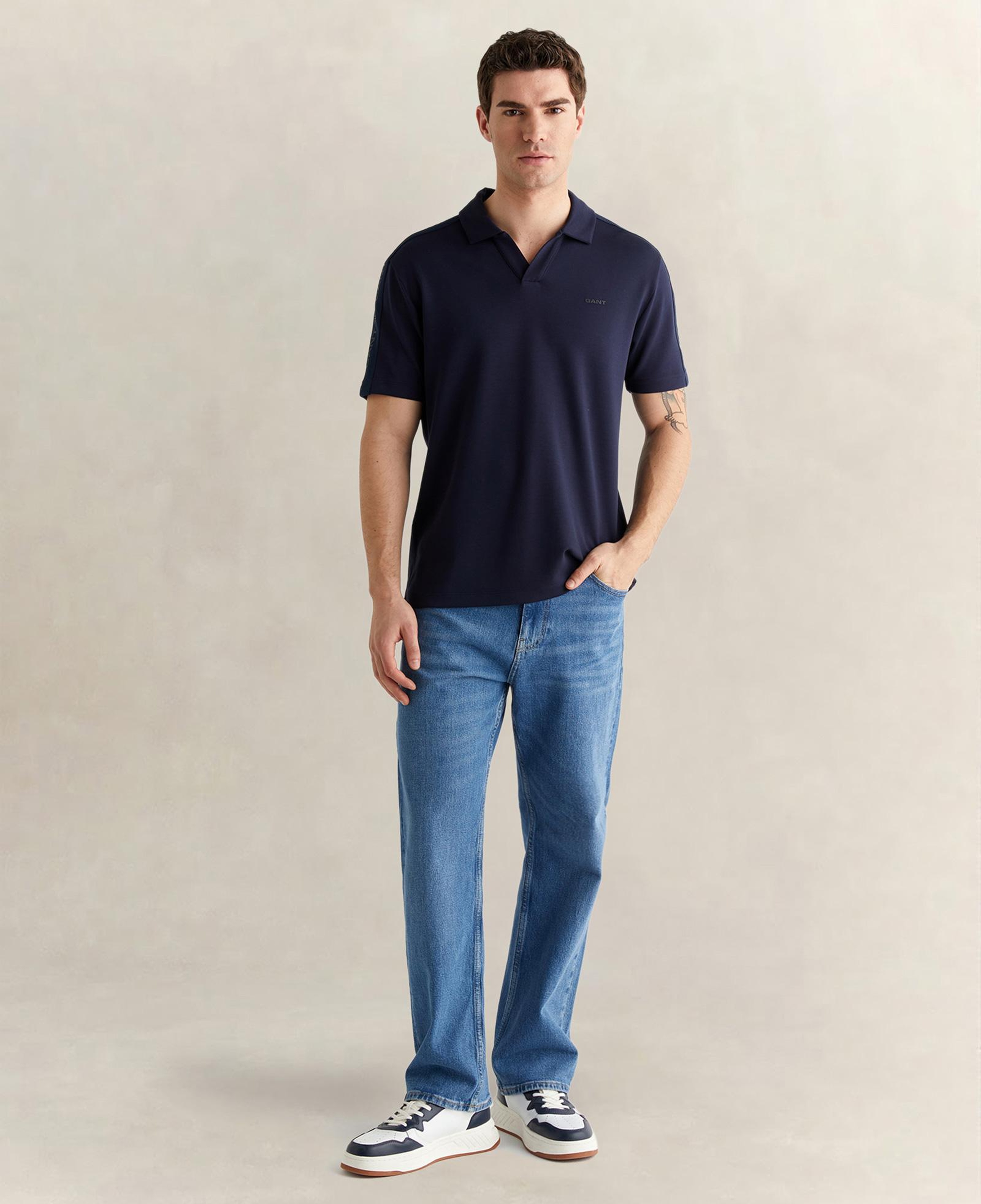GANT Erkek Lacivert Regular Fit Şerit Detaylı Polo Yaka T-Shirt